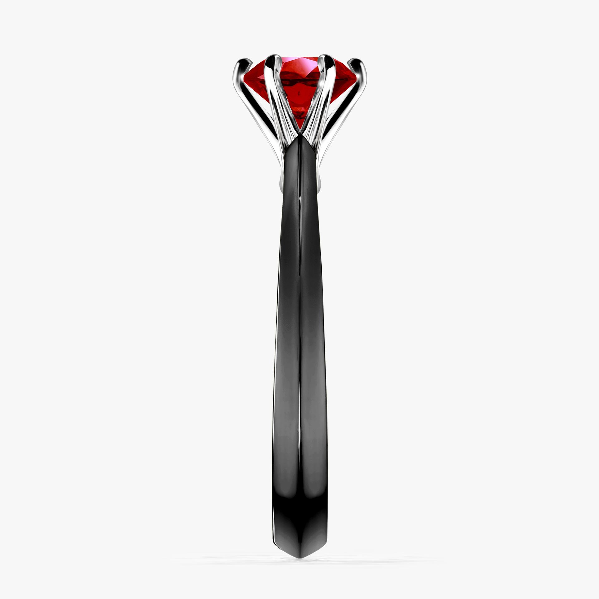 Pierścionek zaręczynowy My Queen z czarnego złota z rubinem 0,80ct