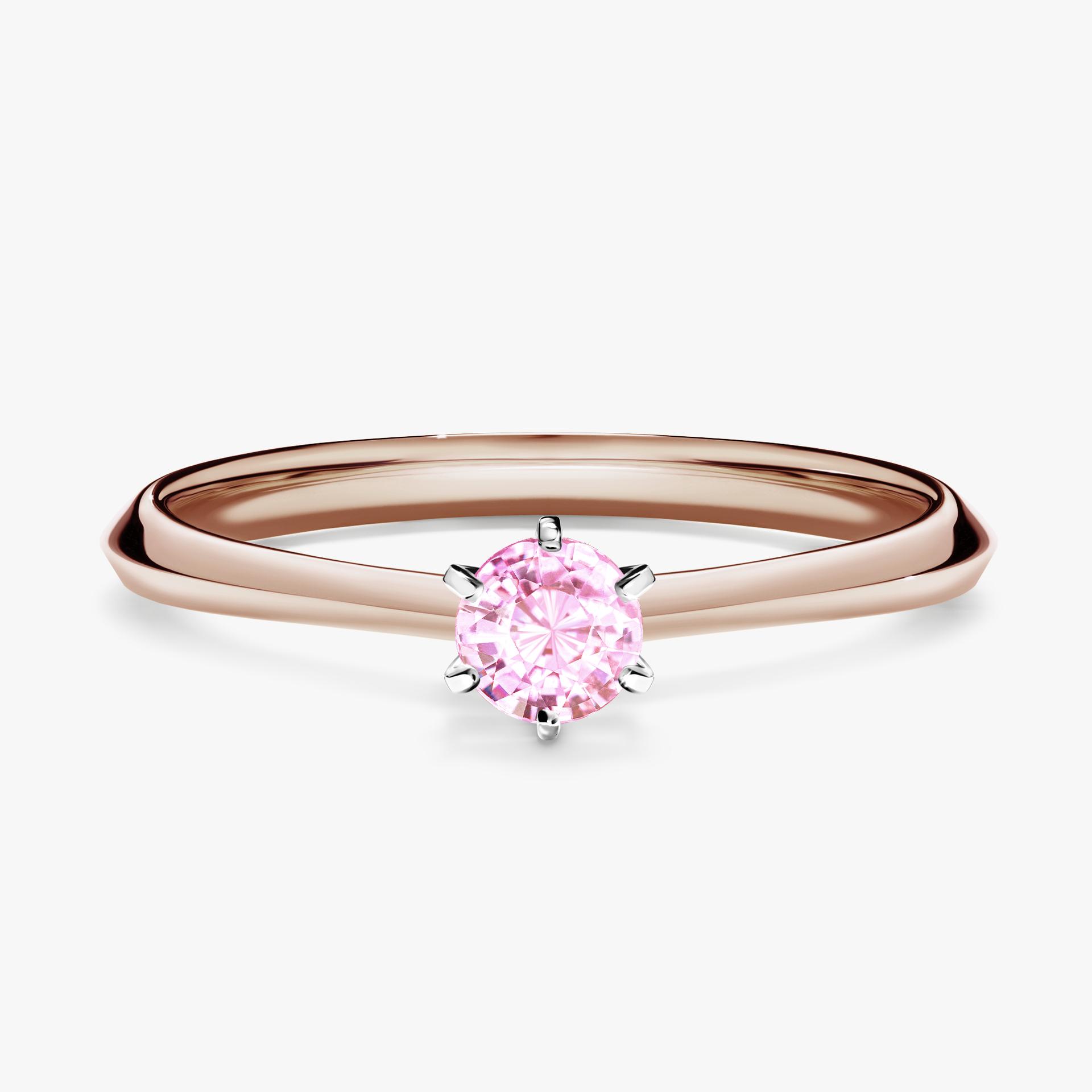 Pierscionek zareczynowy z szafirem rozowym 025 CT z rozowego zlota my queen 01