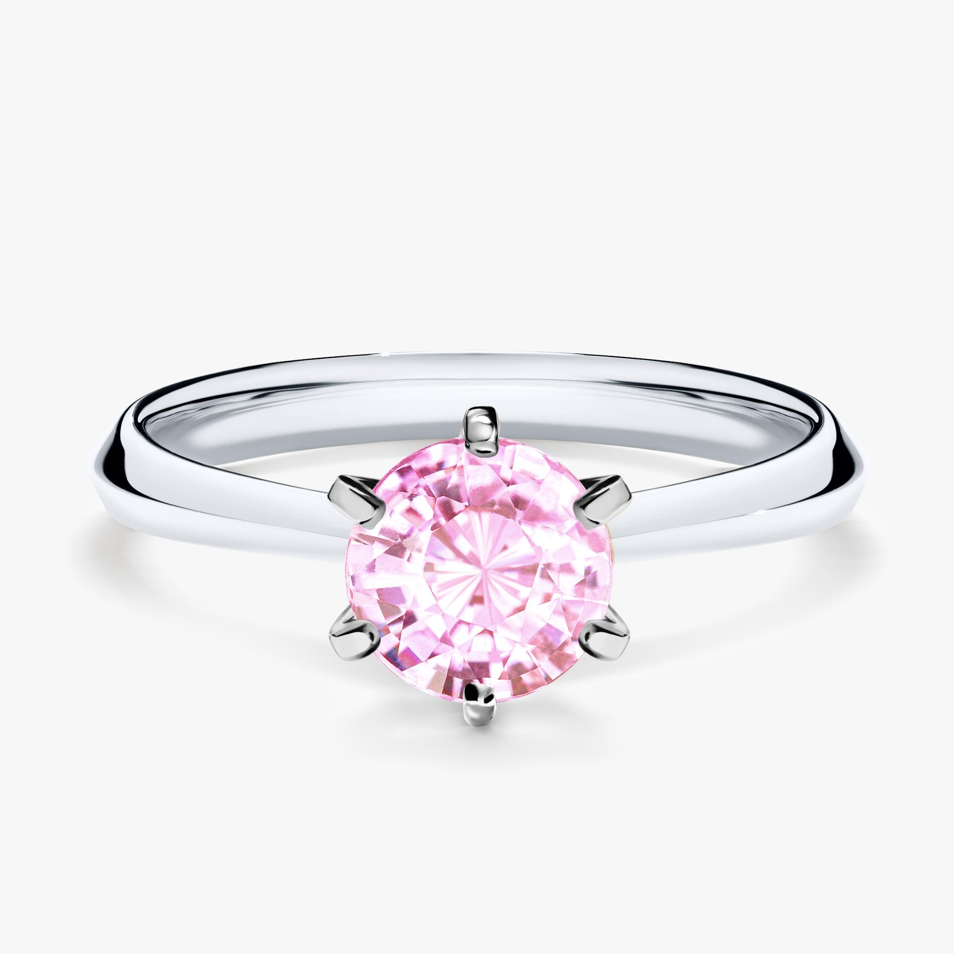 Pierścionek zaręczynowy My Queen z białego złota z szafirem różowym 1,00ct