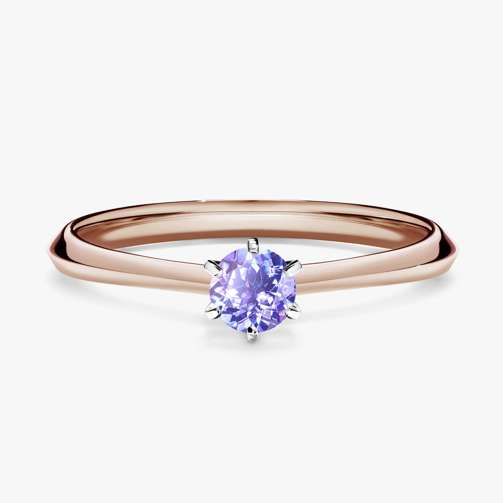 Pierscionek zareczynowy z tanzanitem 025 CT z rozowego zlota my queen 01