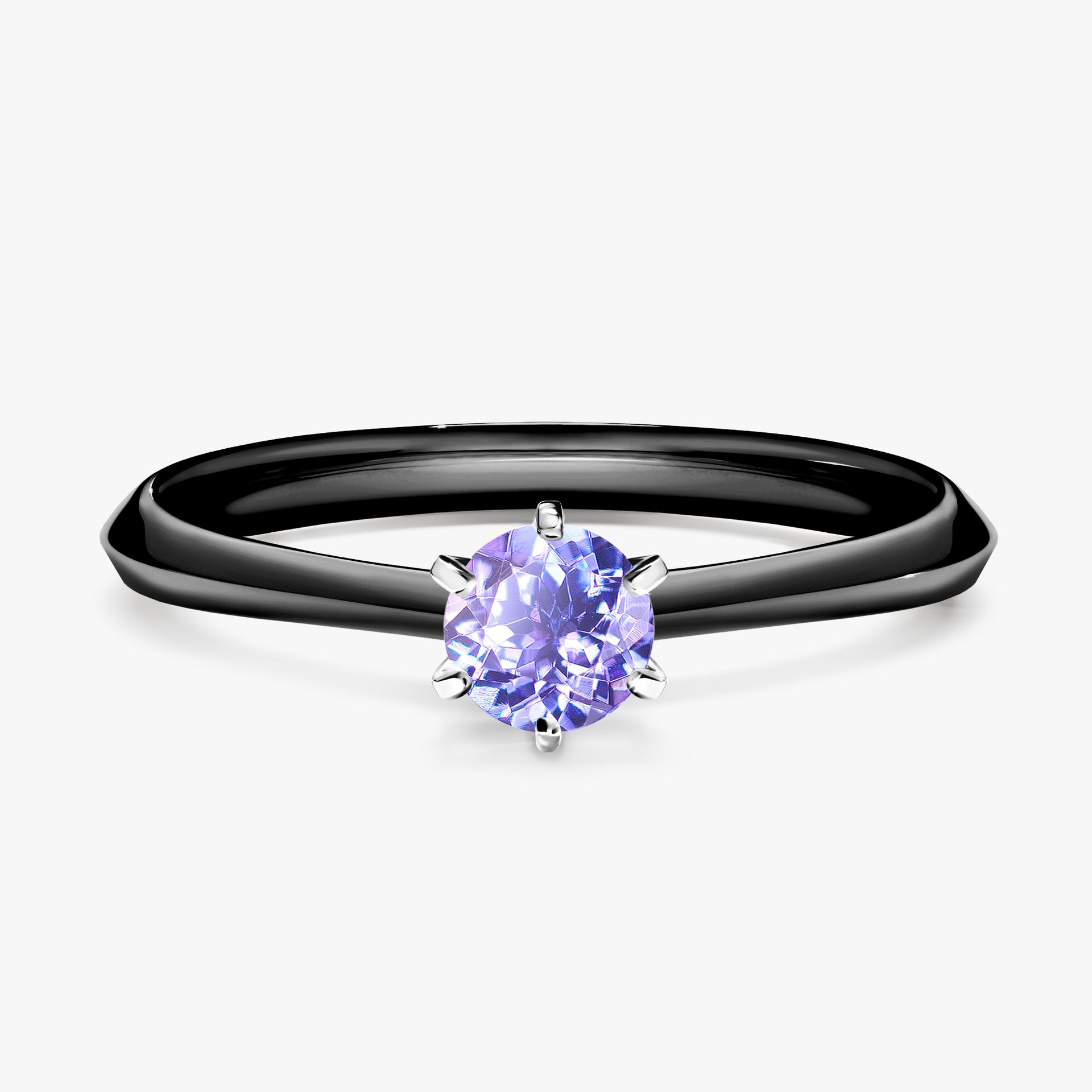 Pierscionek zareczynowy z tanzanitem 030 CT z czarnego zlota my queen 01