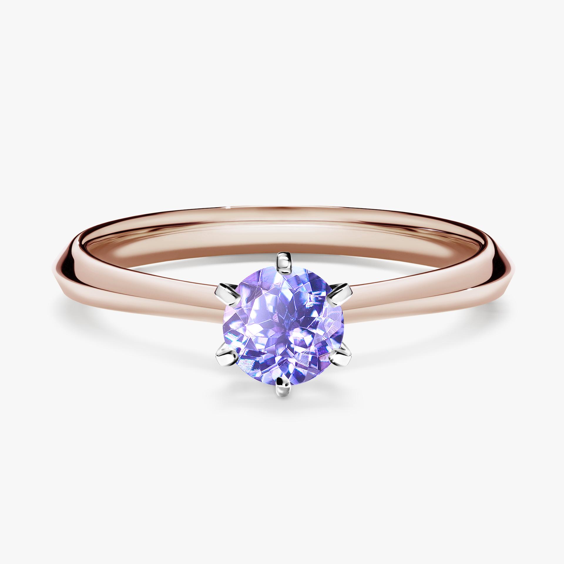 Pierścionek zaręczynowy My Queen z różowego złota z tanzanitem 0,50ct