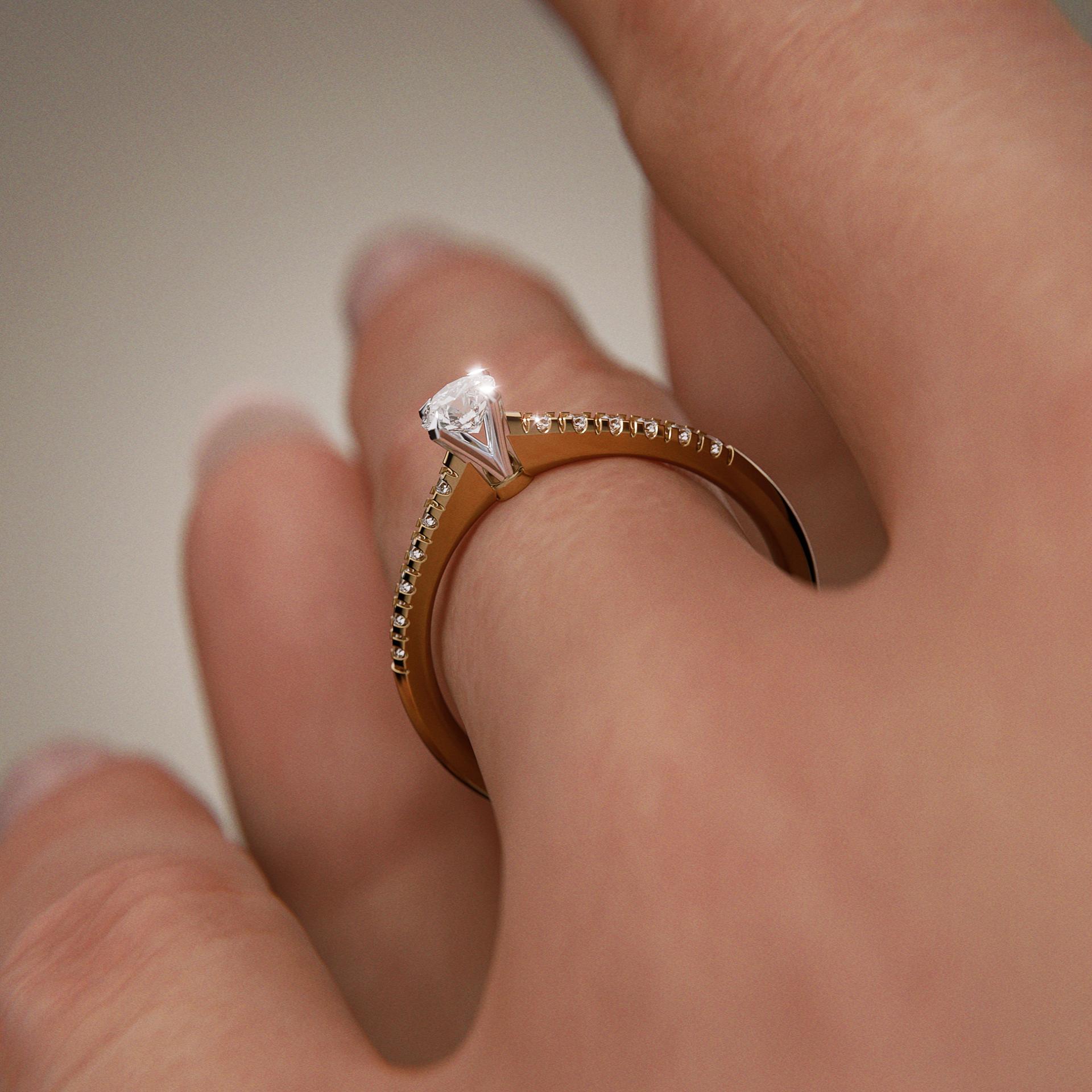 Pierścionek zaręczynowy My Sunshine z żółtego złota z diamentem laboratoryjnym 0,39ct