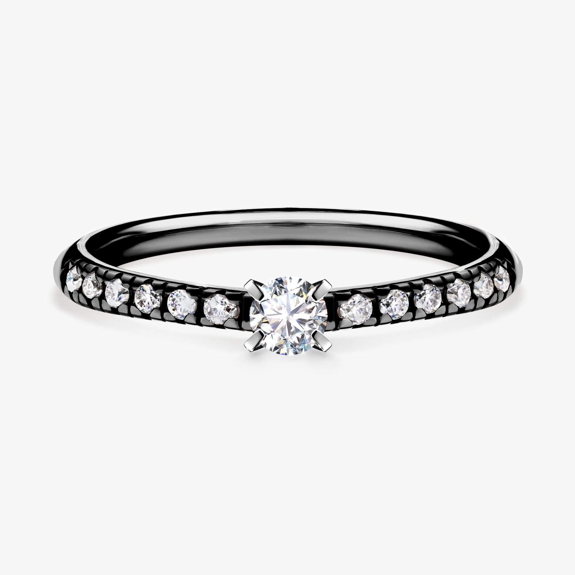 Pierscionek zareczynowy z diamentem 022 CT z czarnego zlota my sunshine 01