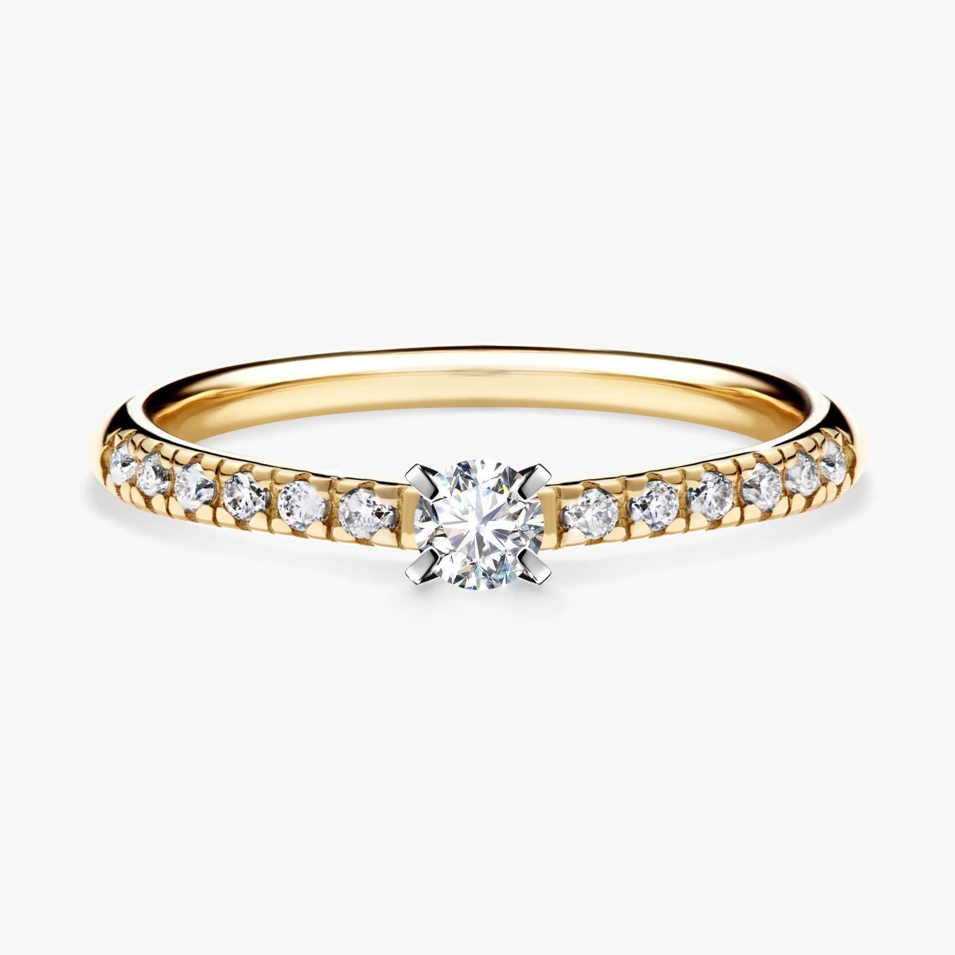Pierścionek zaręczynowy My Sunshine z żółtego złota z diamentem naturalnym 0,24ct