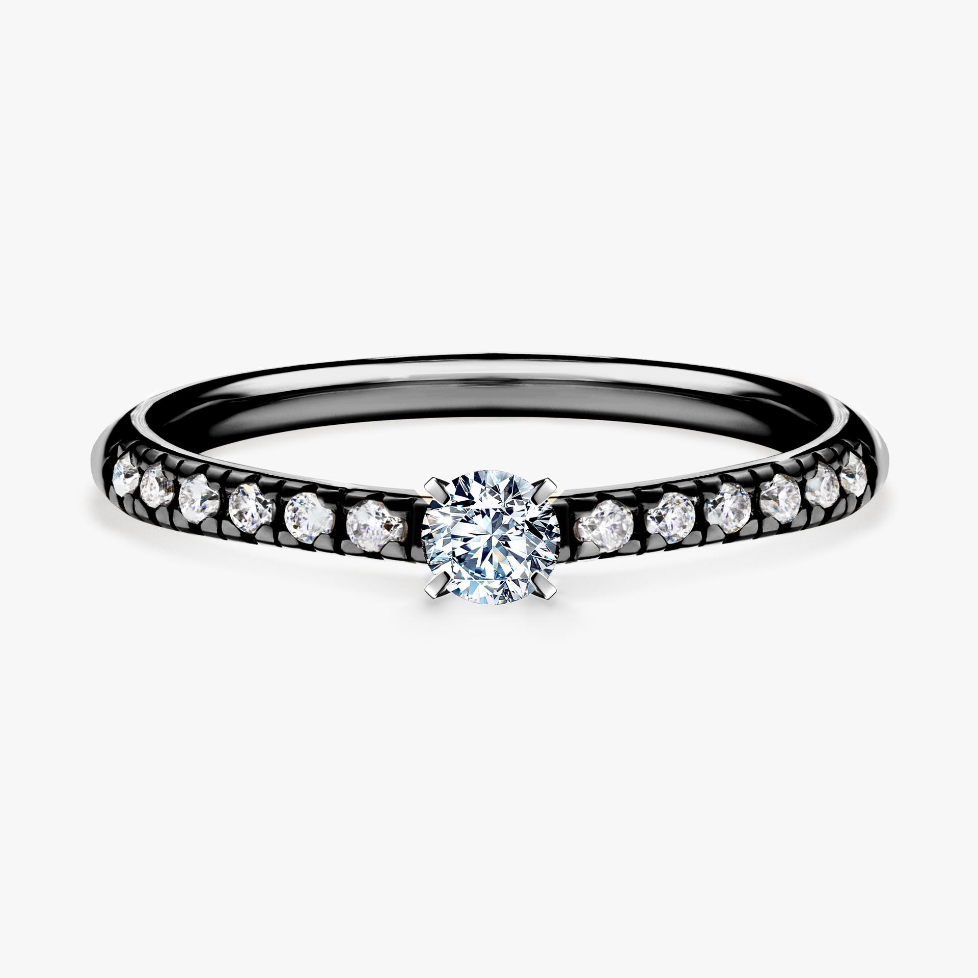 Pierscionek zareczynowy z diamentem 024 CT z czarnego zlota my sunshine 01