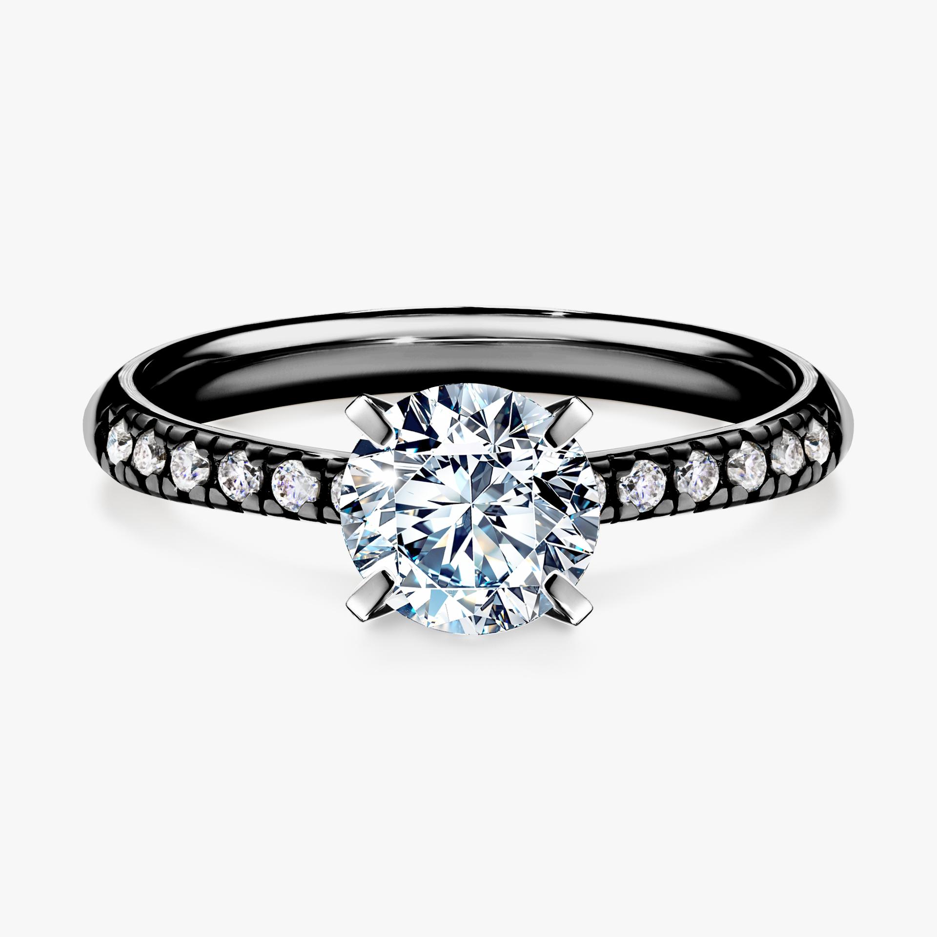 Pierscionek zareczynowy z diamentem 100 CT z czarnego zlota my sunshine 01