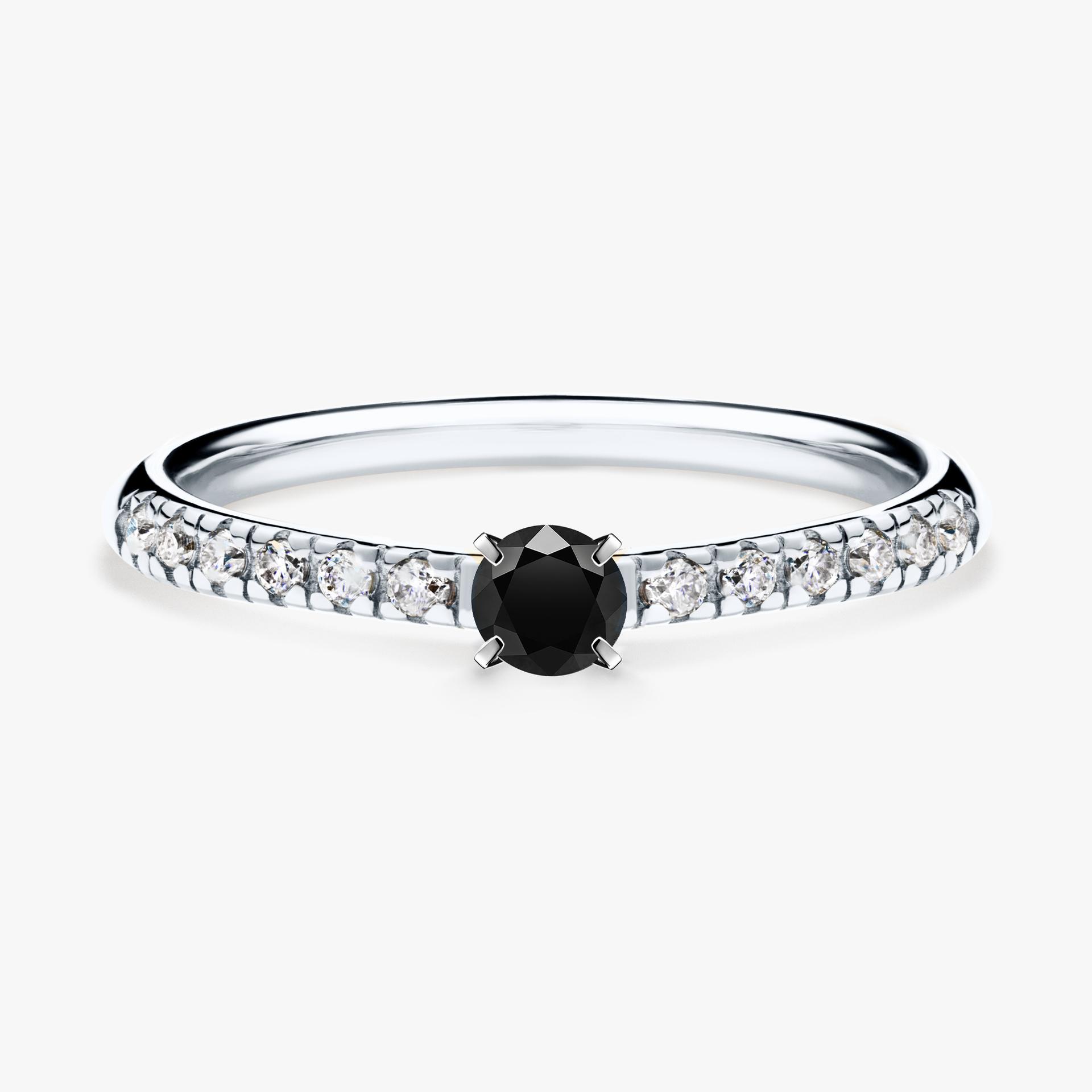 Pierscionek zareczynowy z diamentem czarny 024 CT z bialego zlota my sunshine 01