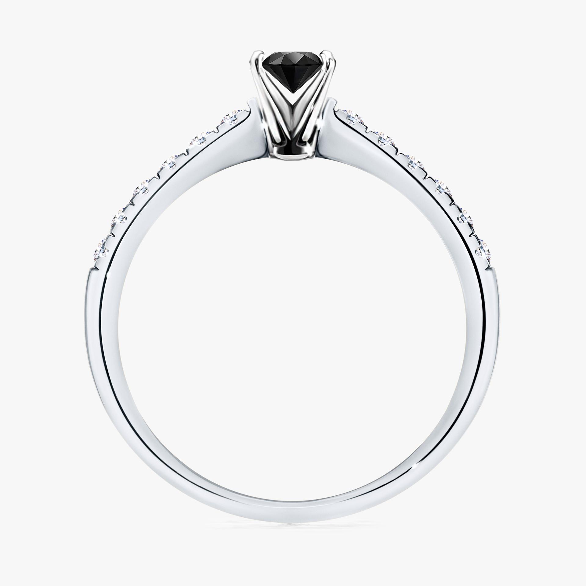 Pierscionek zareczynowy z diamentem czarny 024 CT z bialego zlota my sunshine 02