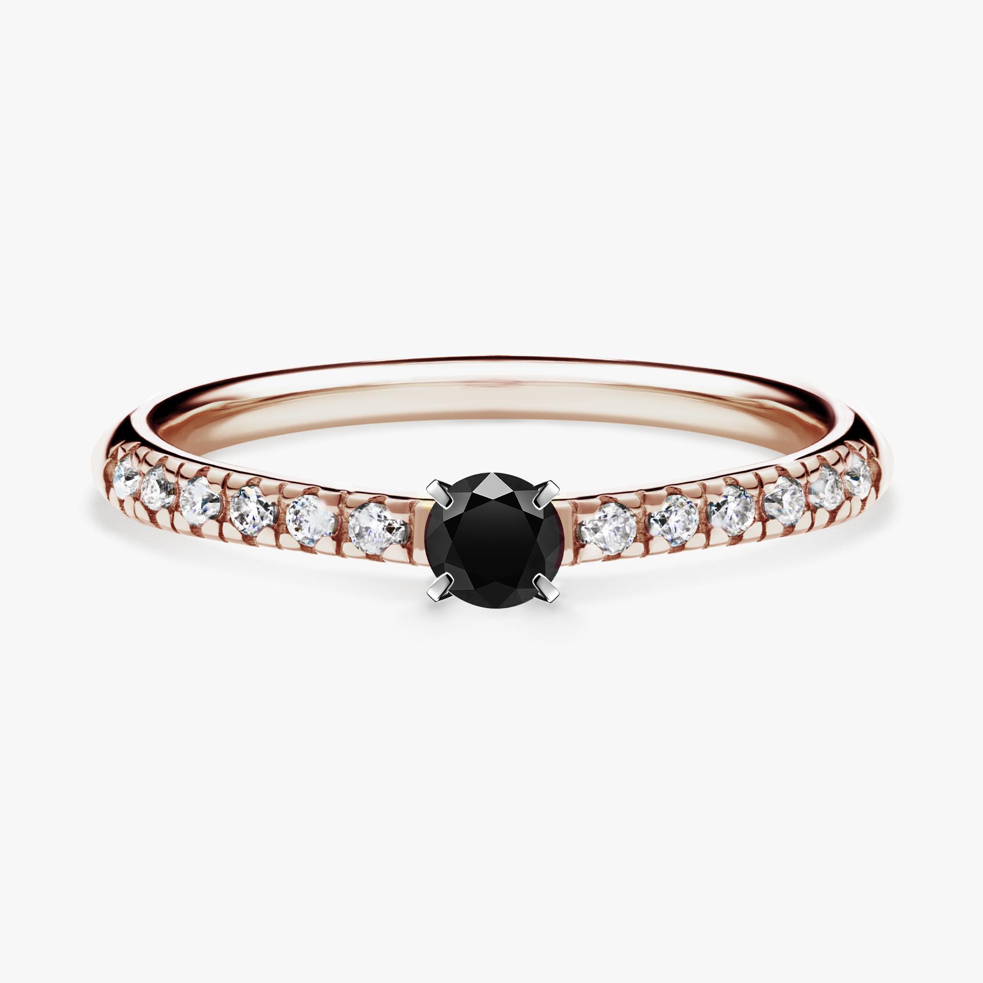 Pierscionek zareczynowy z diamentem czarny 024 CT z rozowego zlota my sunshine 01