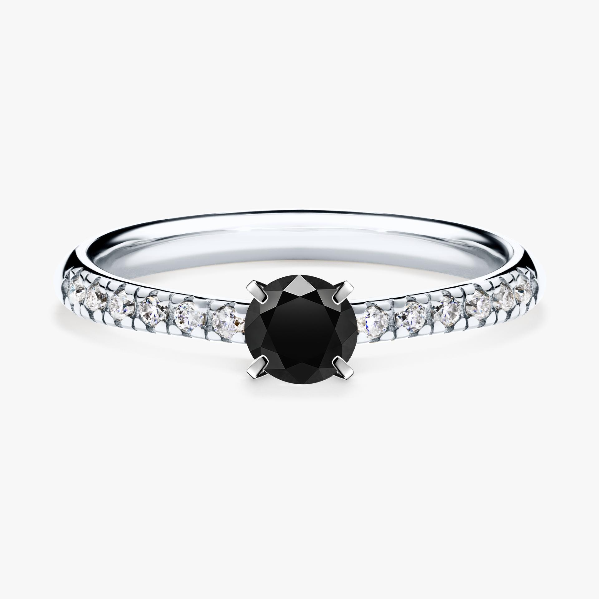 Pierscionek zareczynowy z diamentem czarny 039 CT z bialego zlota my sunshine 01