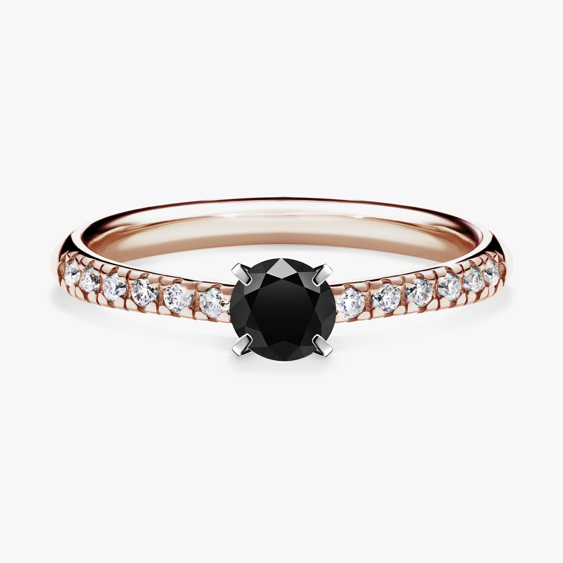 Pierscionek zareczynowy z diamentem czarny 039 CT z rozowego zlota my sunshine 01