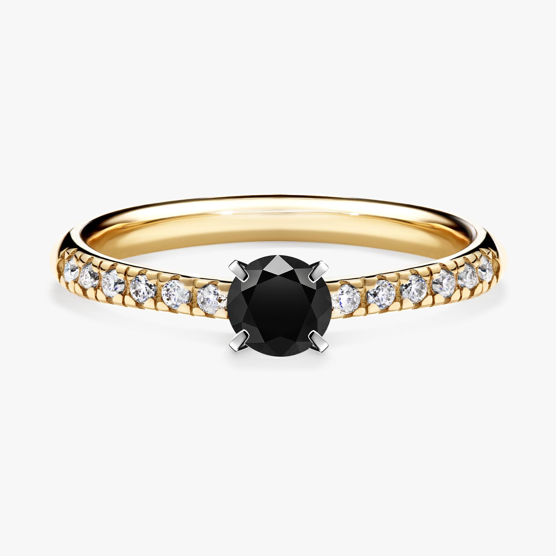 Pierscionek zareczynowy z diamentem czarny 039 CT z zoltego zlota my sunshine 01