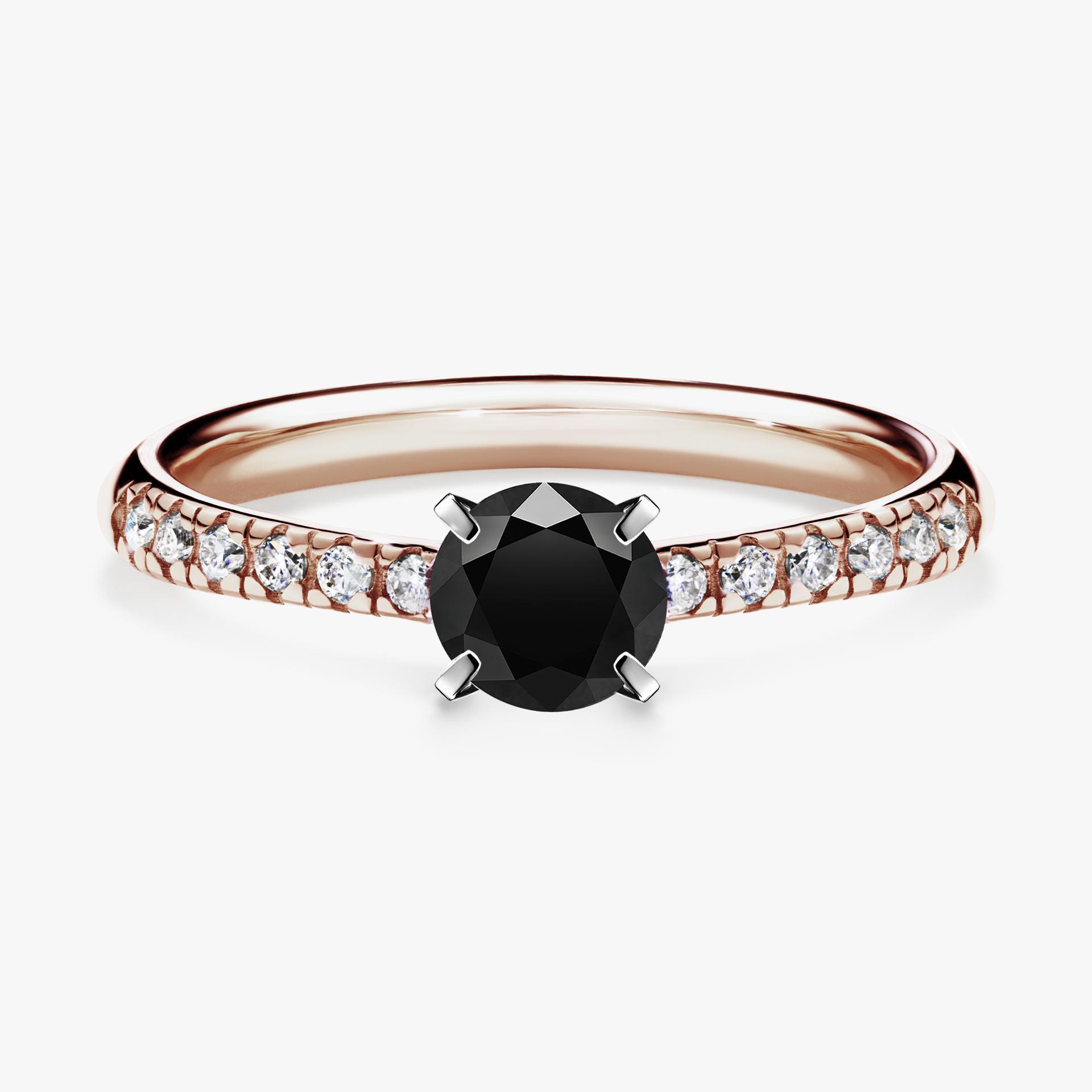 Pierscionek zareczynowy z diamentem czarny 044 CT z rozowego zlota my sunshine 01