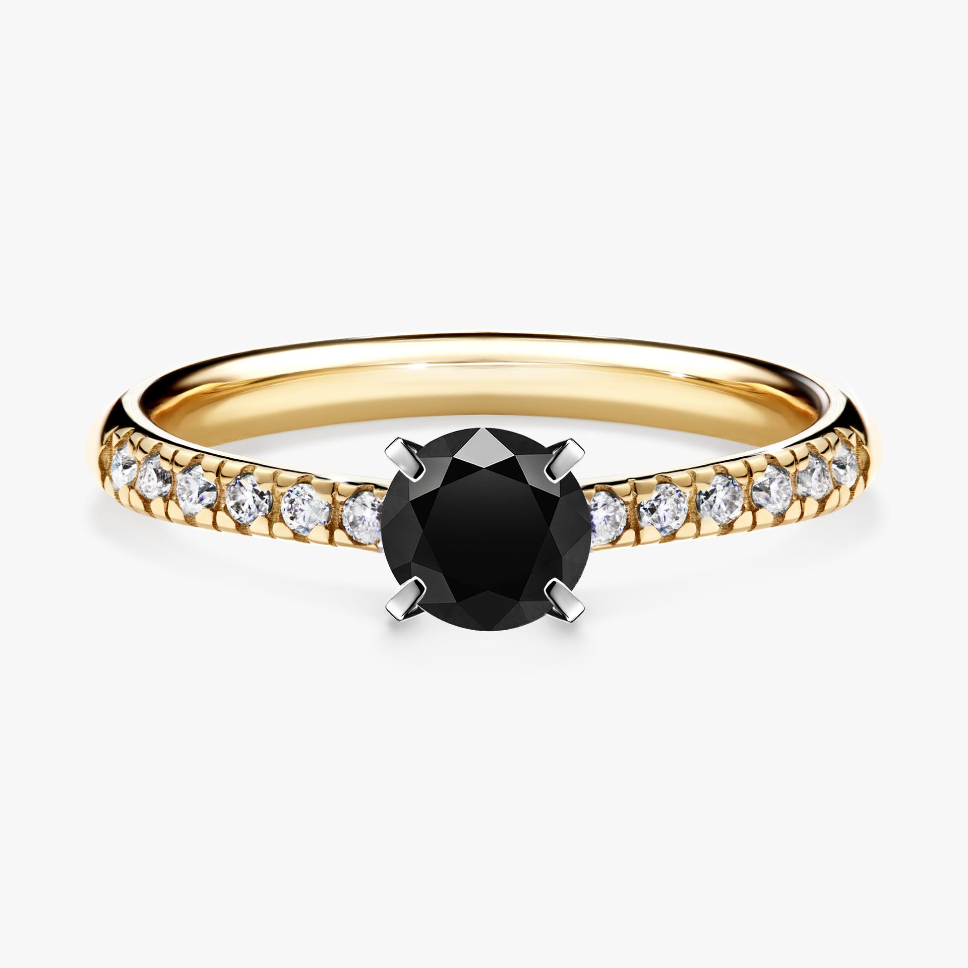 Pierscionek zareczynowy z diamentem czarny 044 CT z zoltego zlota my sunshine 01