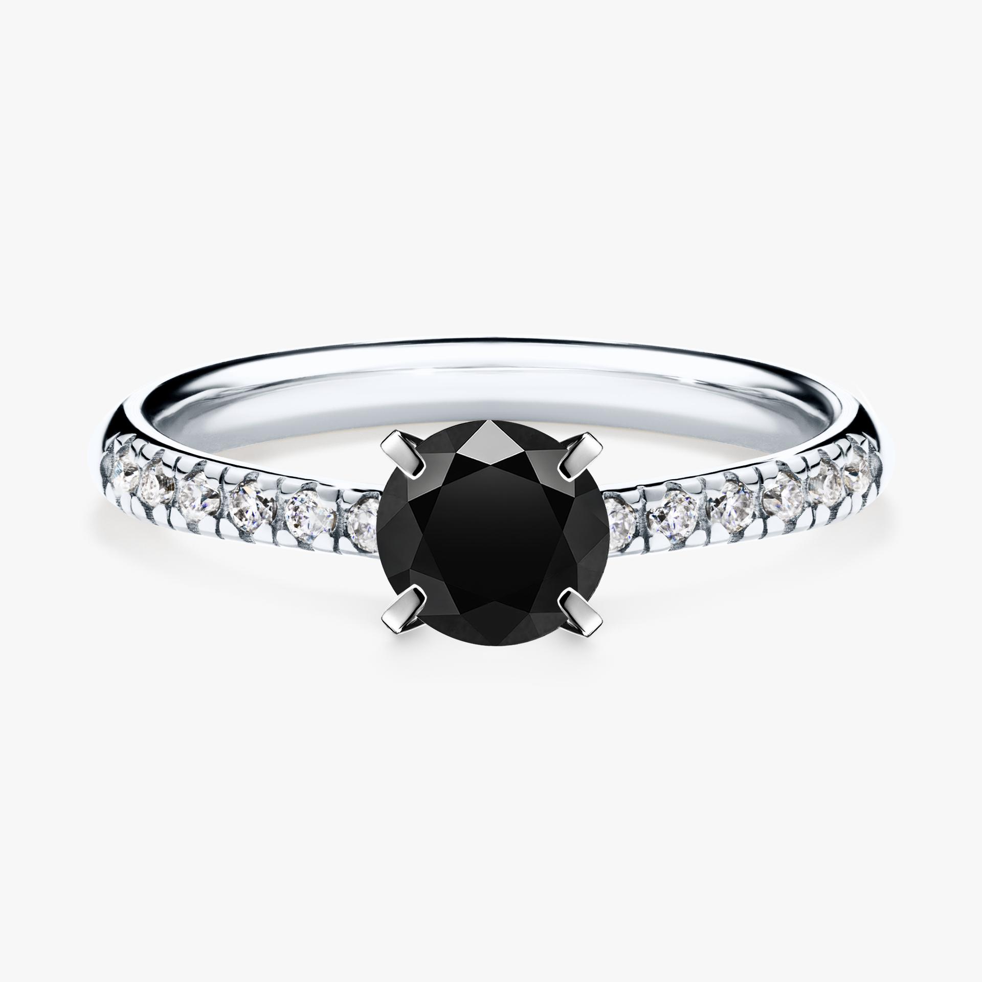 Pierscionek zareczynowy z diamentem czarny 064 CT z bialego zlota my sunshine 01
