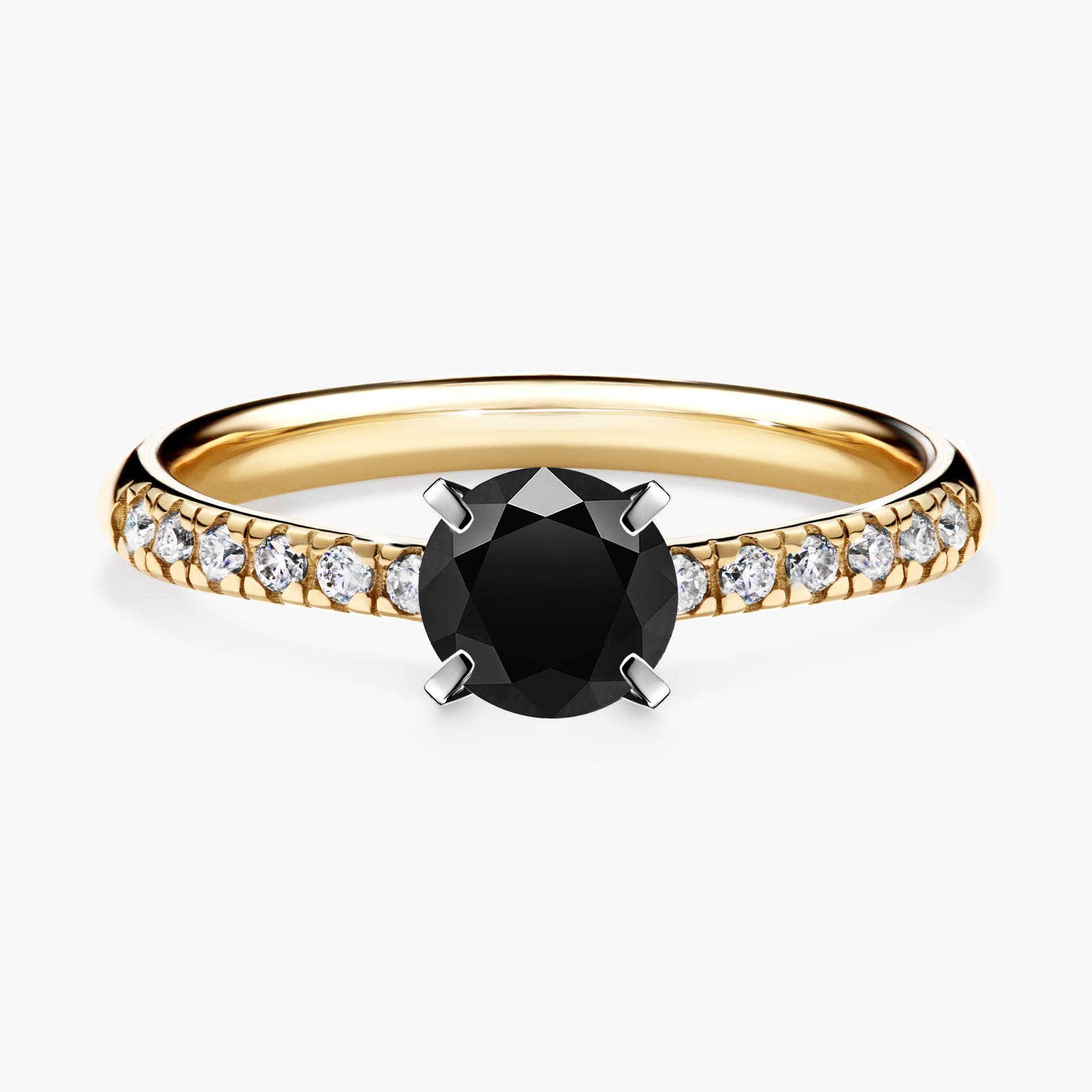 Pierscionek zareczynowy z diamentem czarny 064 CT z zoltego zlota my sunshine 01