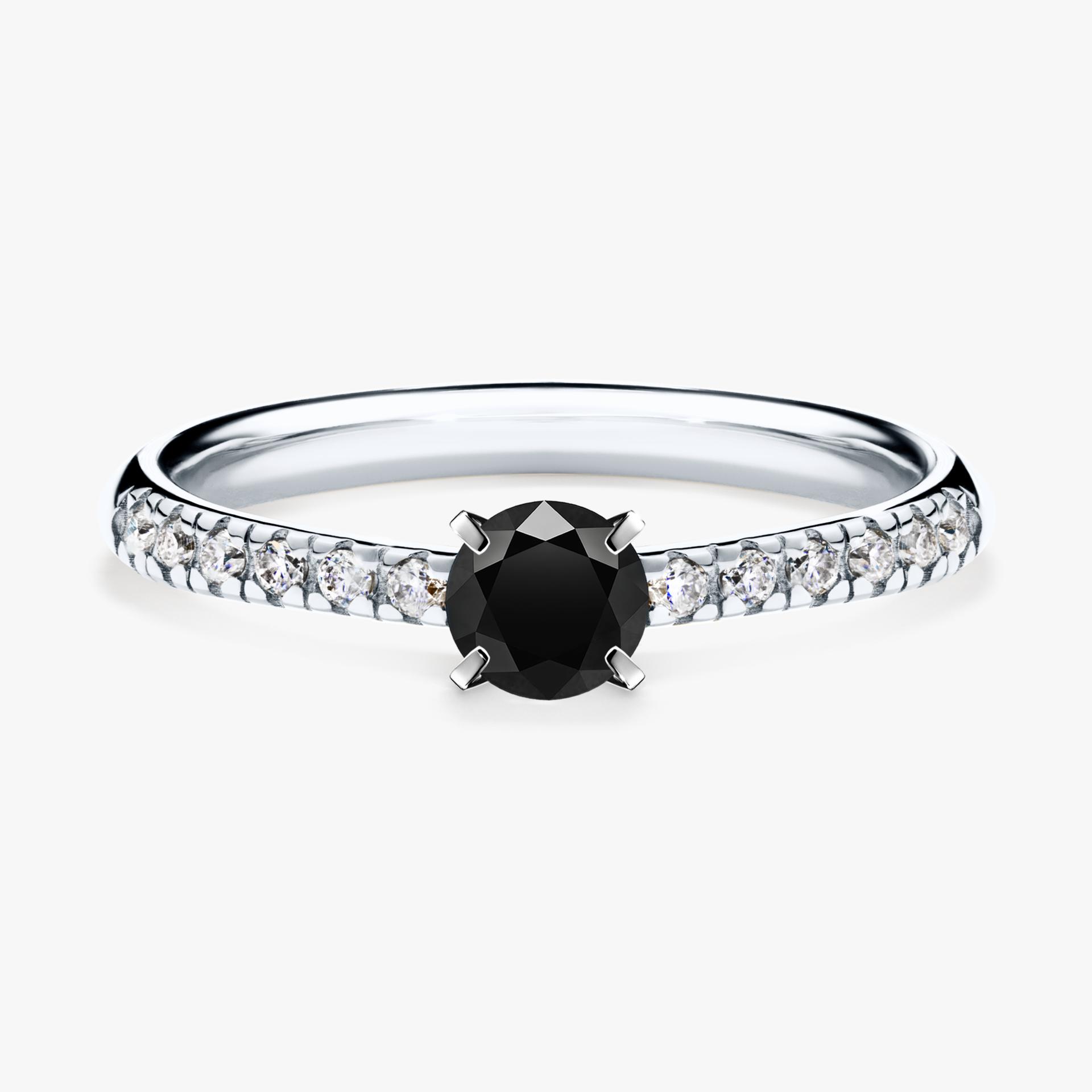Pierscionek zareczynowy z diamentem czarnym 039 CT z bialego zlota my sunshine 01