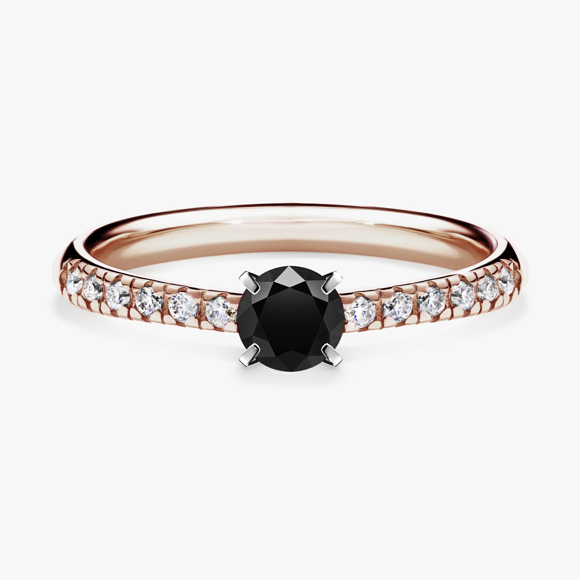 Pierscionek zareczynowy z diamentem czarnym 039 CT z rozowego zlota my sunshine 01