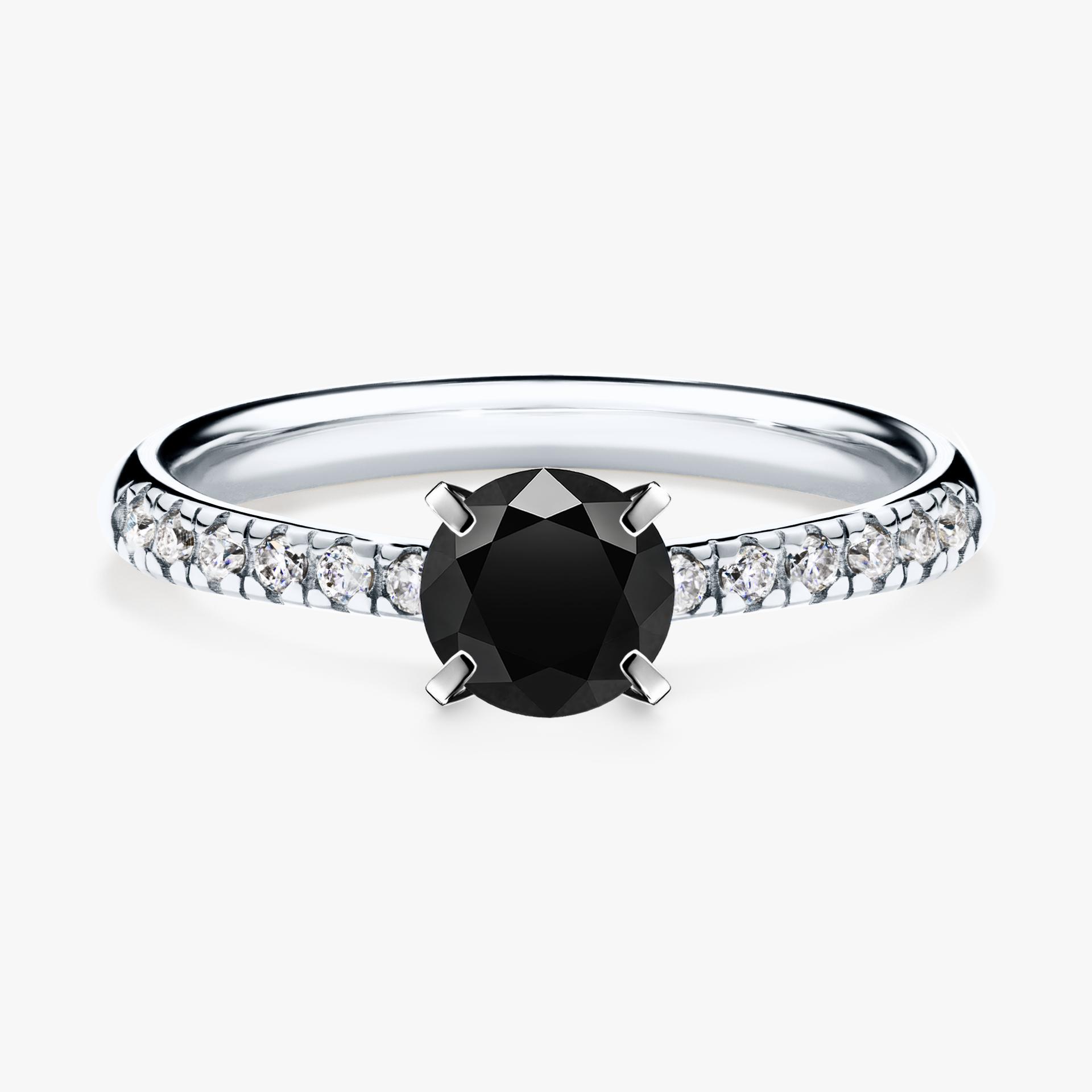 Pierscionek zareczynowy z diamentem czarnym 064 CT z bialego zlota my sunshine 01