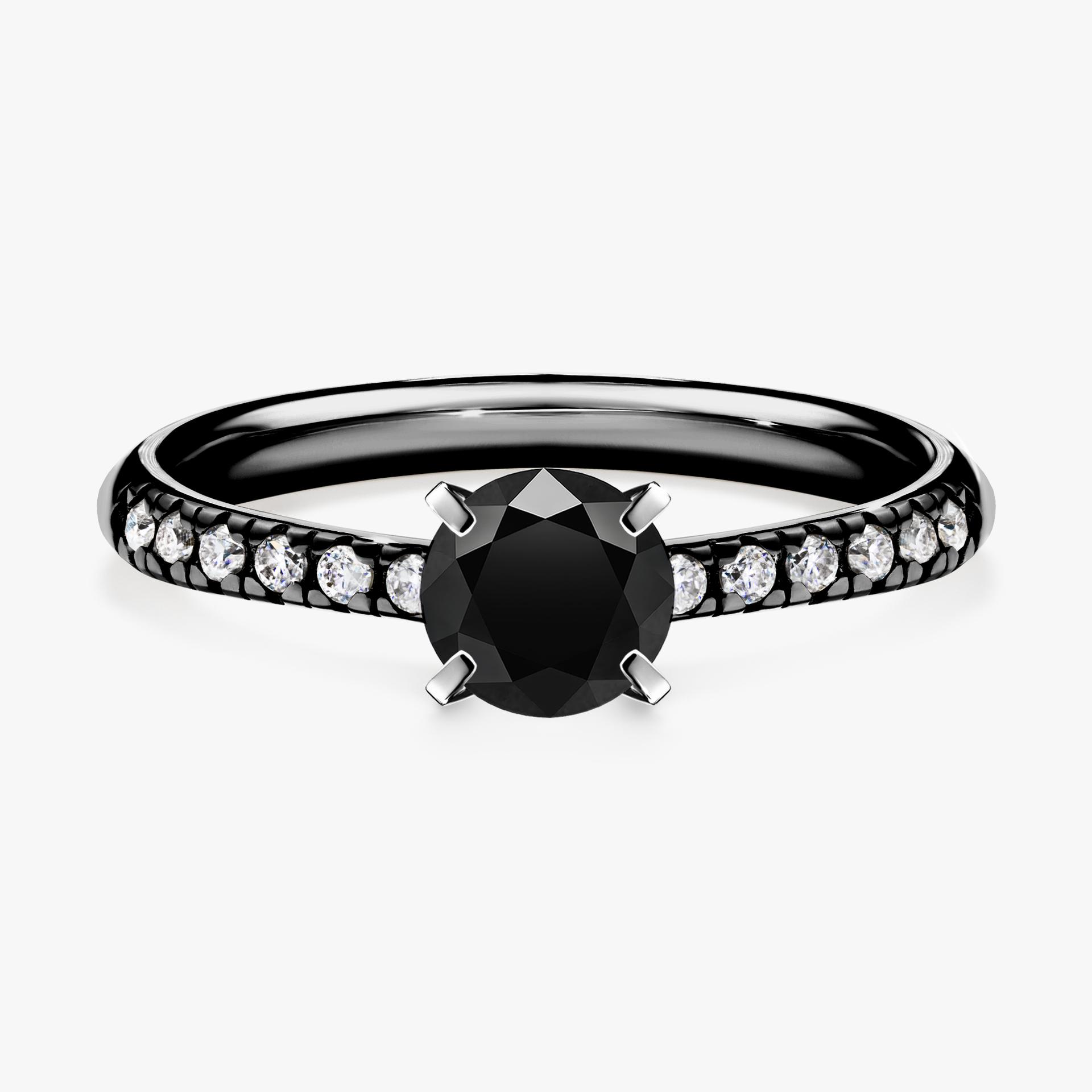 Pierscionek zareczynowy z diamentem czarnym 064 CT z czarnego zlota my sunshine 01