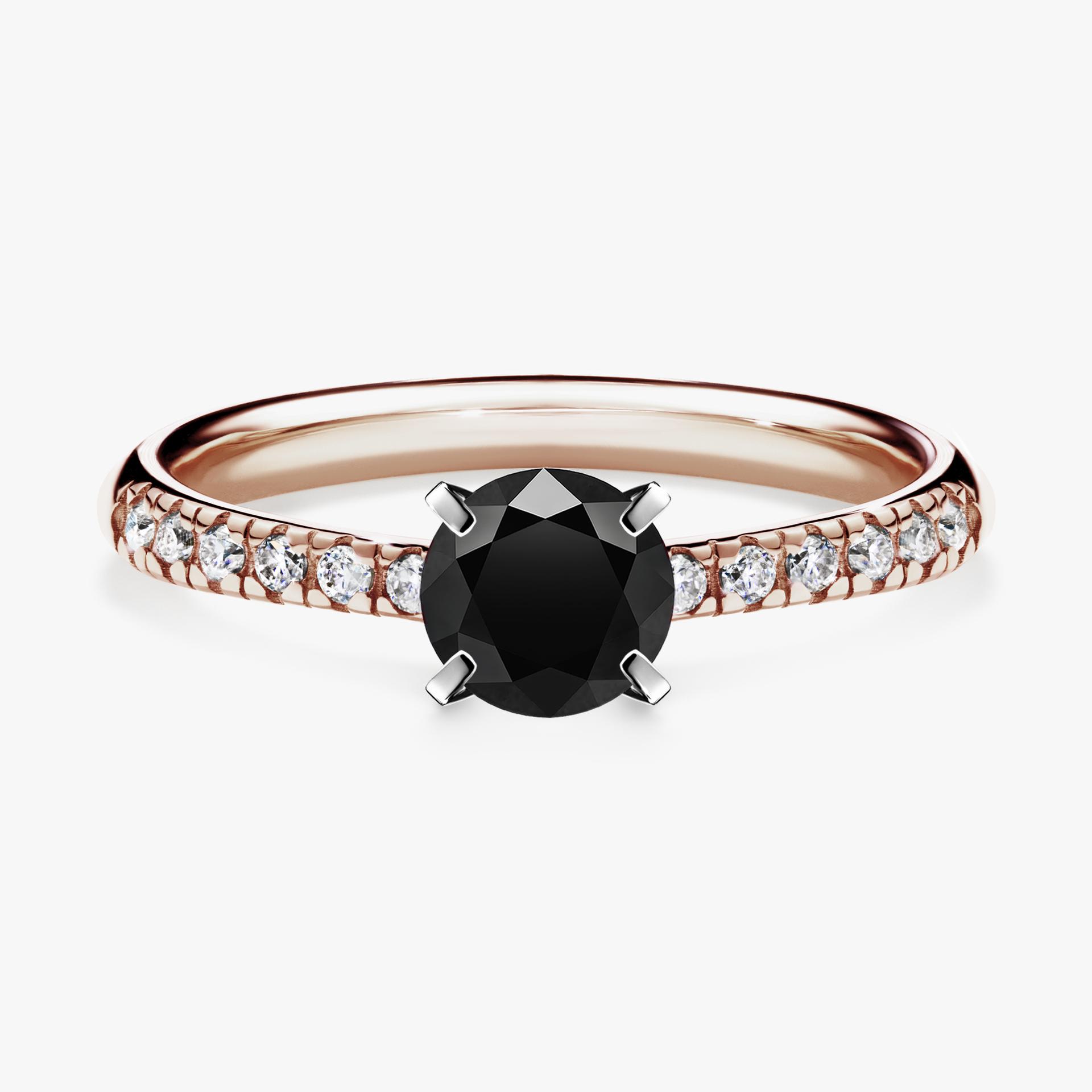 Pierscionek zareczynowy z diamentem czarnym 064 CT z rozowego zlota my sunshine 01