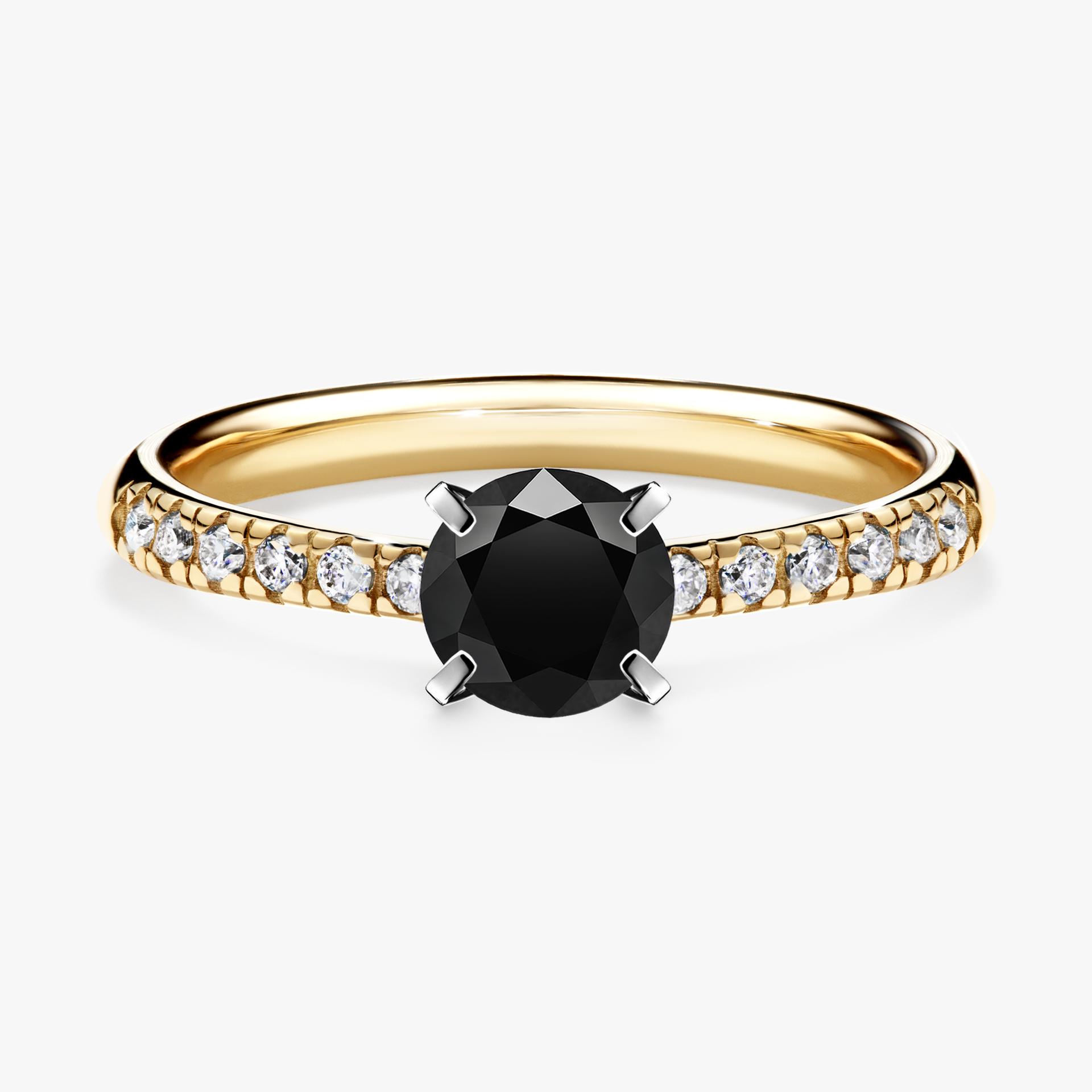 Pierscionek zareczynowy z diamentem czarnym 064 CT z zoltego zlota my sunshine 01