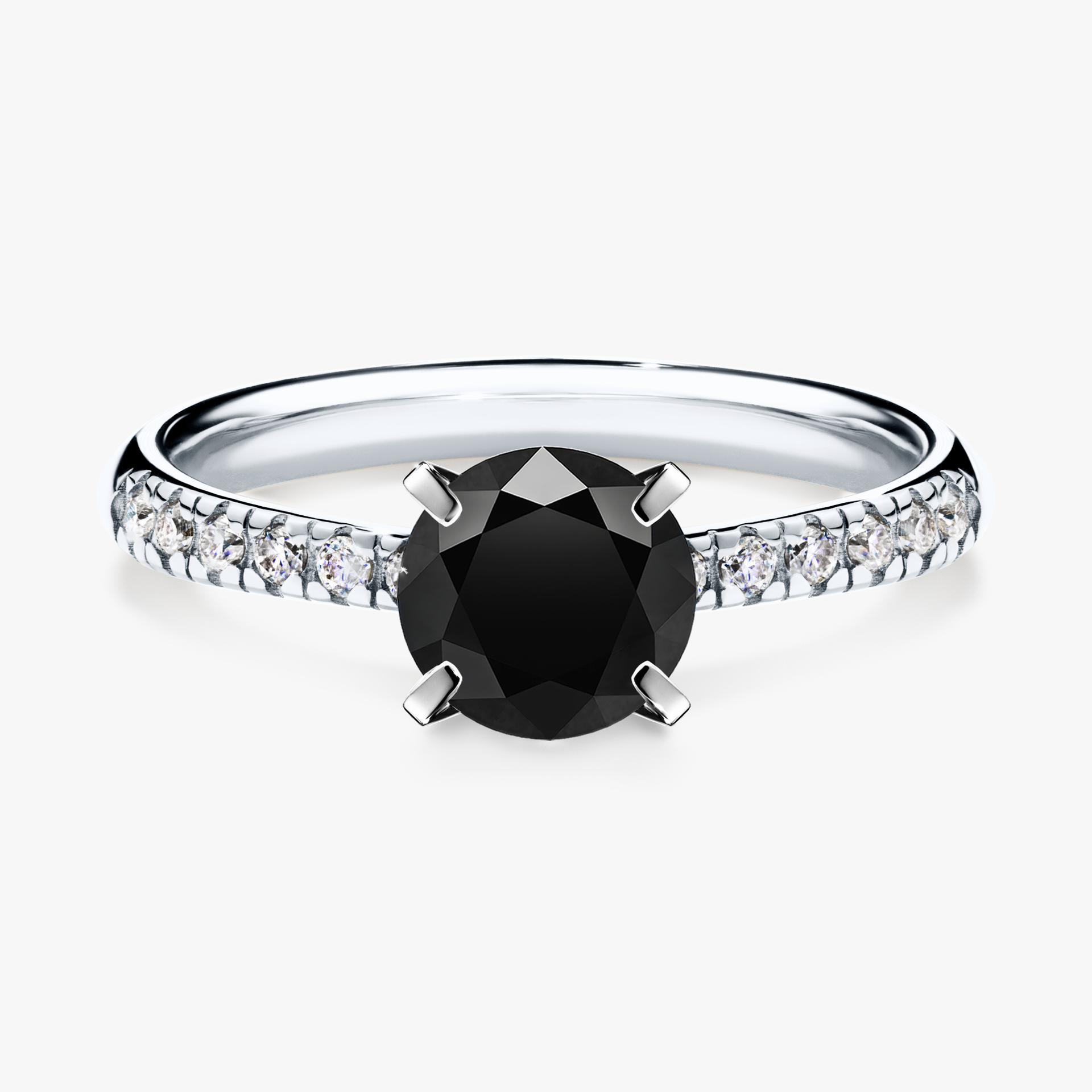 Pierscionek zareczynowy z diamentem czarnym 100 CT z bialego zlota my sunshine 01