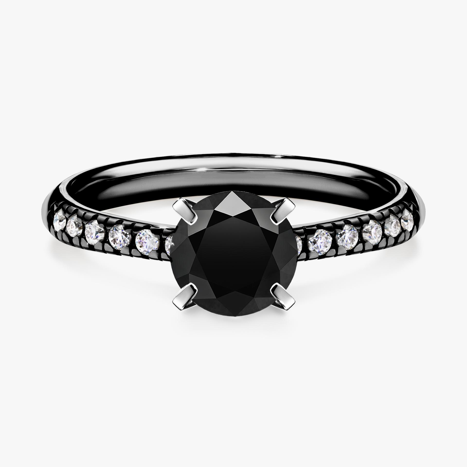 Pierscionek zareczynowy z diamentem czarnym 100 CT z czarnego zlota my sunshine 01