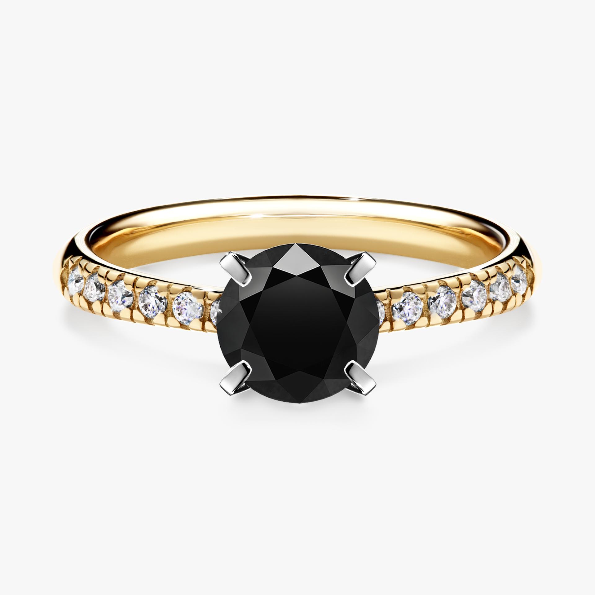 Pierscionek zareczynowy z diamentem czarnym 100 CT z zoltego zlota my sunshine 01