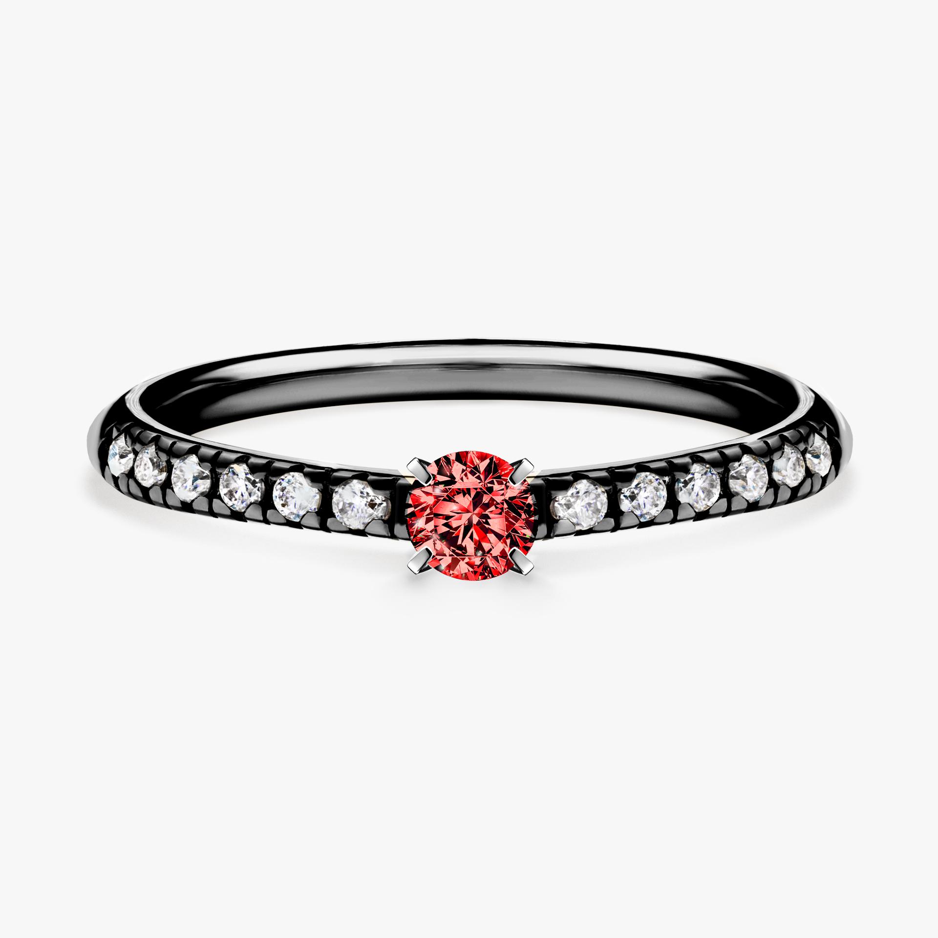 Pierscionek zareczynowy z diamentem czerwony 024 CT z czarnego zlota my sunshine 01