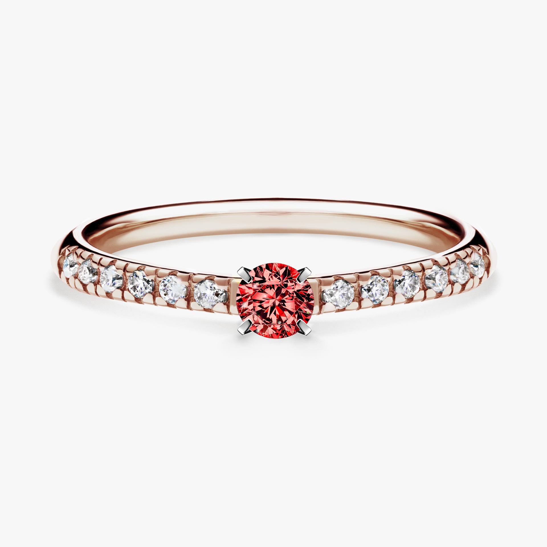 Pierscionek zareczynowy z diamentem czerwony 024 CT z rozowego zlota my sunshine 01