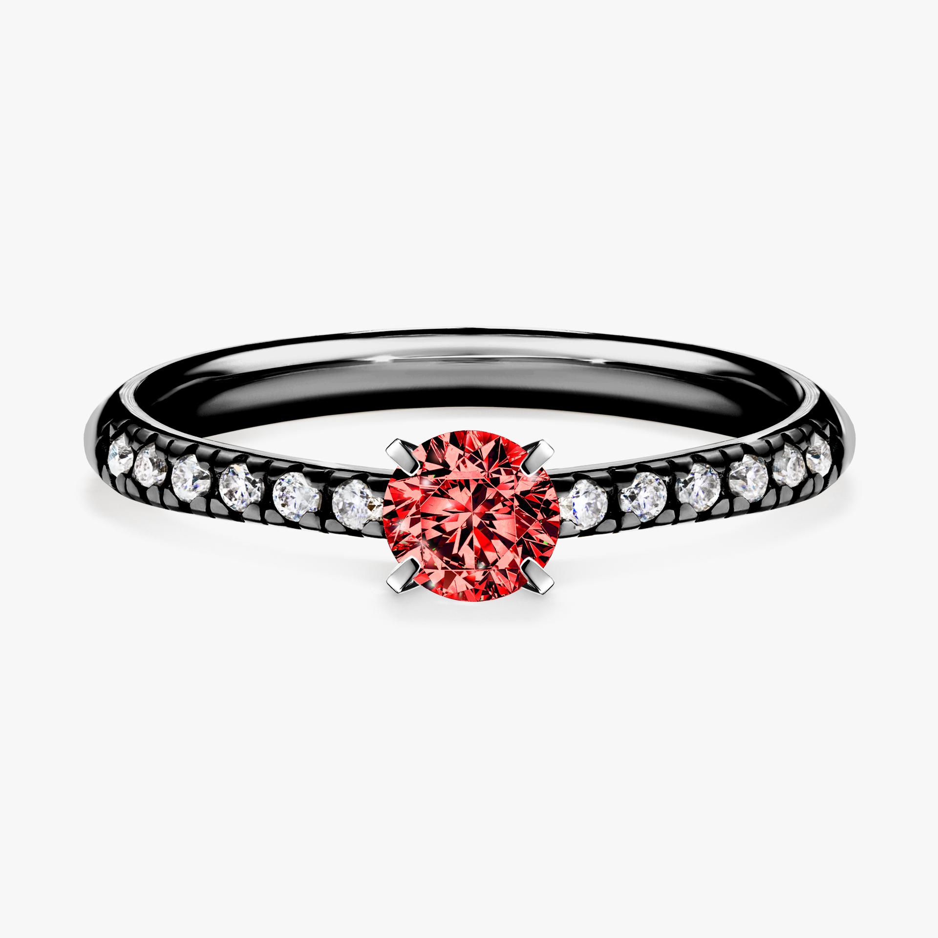 Pierscionek zareczynowy z diamentem czerwony 039 CT z czarnego zlota my sunshine 01