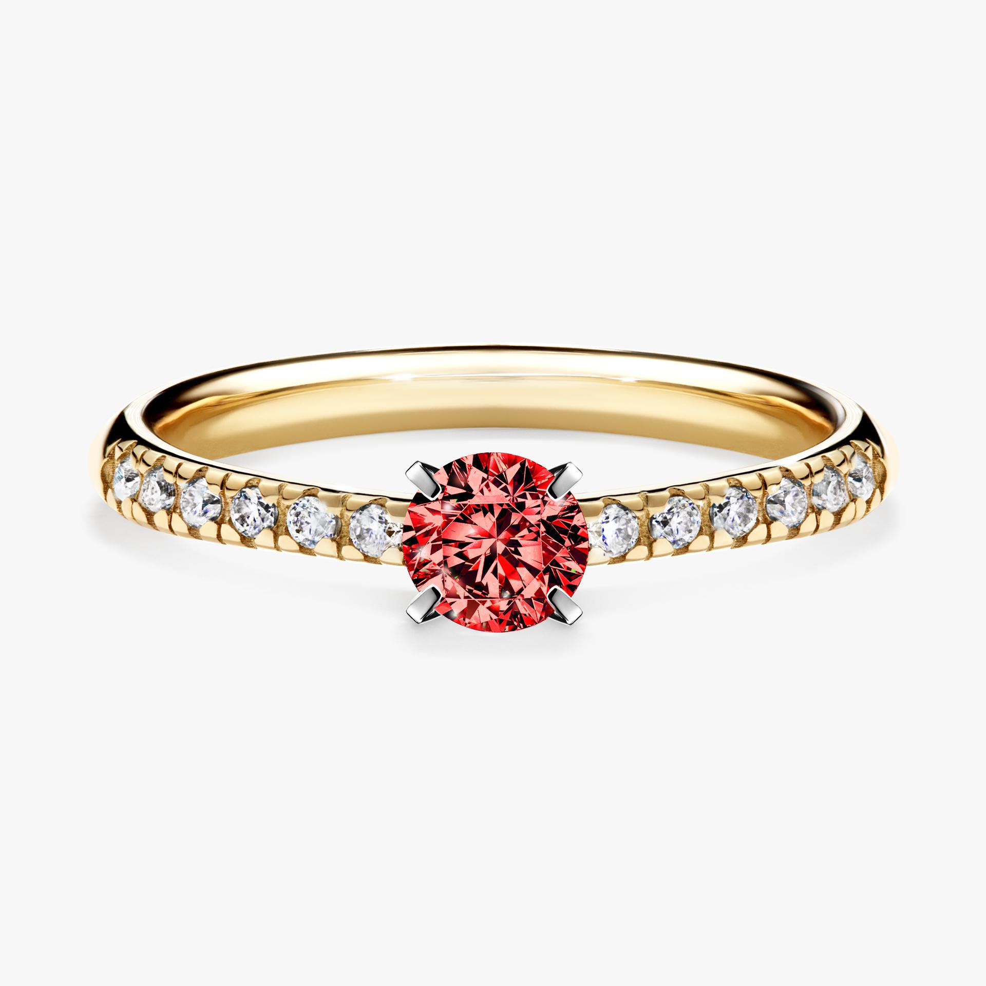 Pierscionek zareczynowy z diamentem czerwony 039 CT z zoltego zlota my sunshine 01