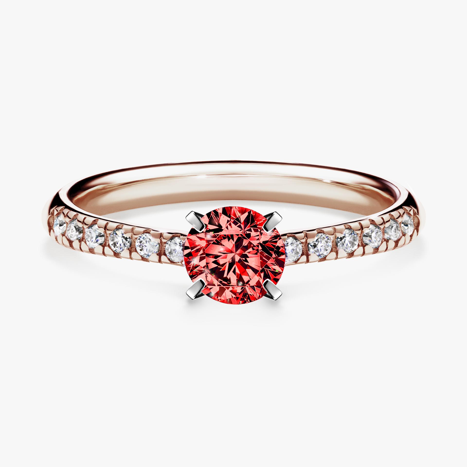 Pierscionek zareczynowy z diamentem czerwony 044 CT z rozowego zlota my sunshine 01