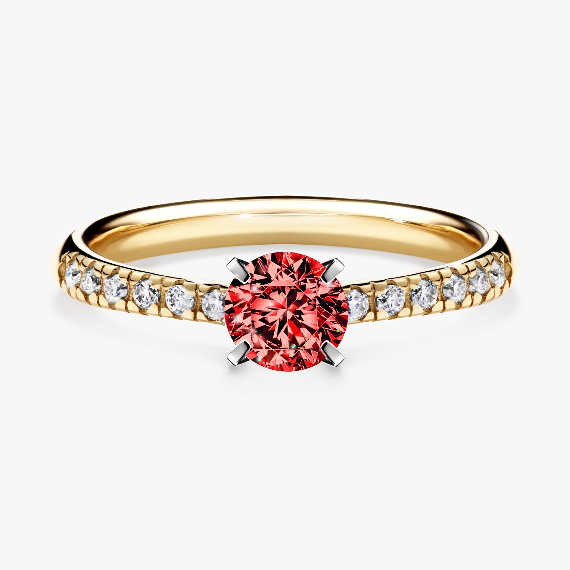 Pierscionek zareczynowy z diamentem czerwony 044 CT z zoltego zlota my sunshine 01