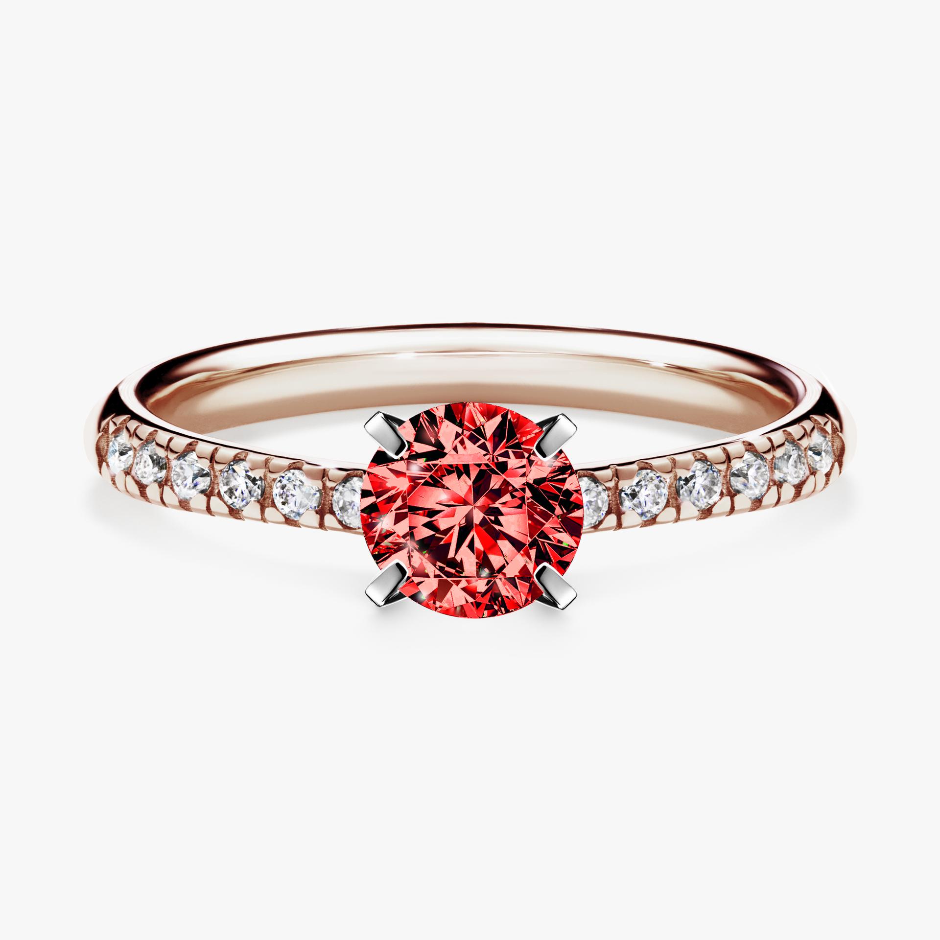 Pierscionek zareczynowy z diamentem czerwony 064 CT z rozowego zlota my sunshine 01