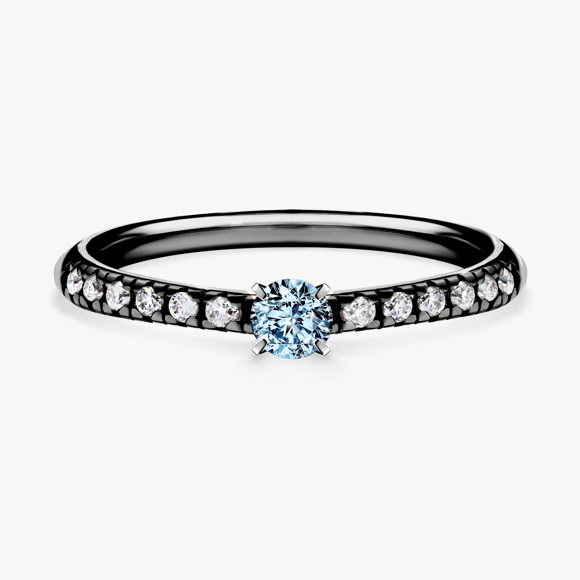 Pierscionek zareczynowy z diamentem niebieski 024 CT z czarnego zlota my sunshine 01