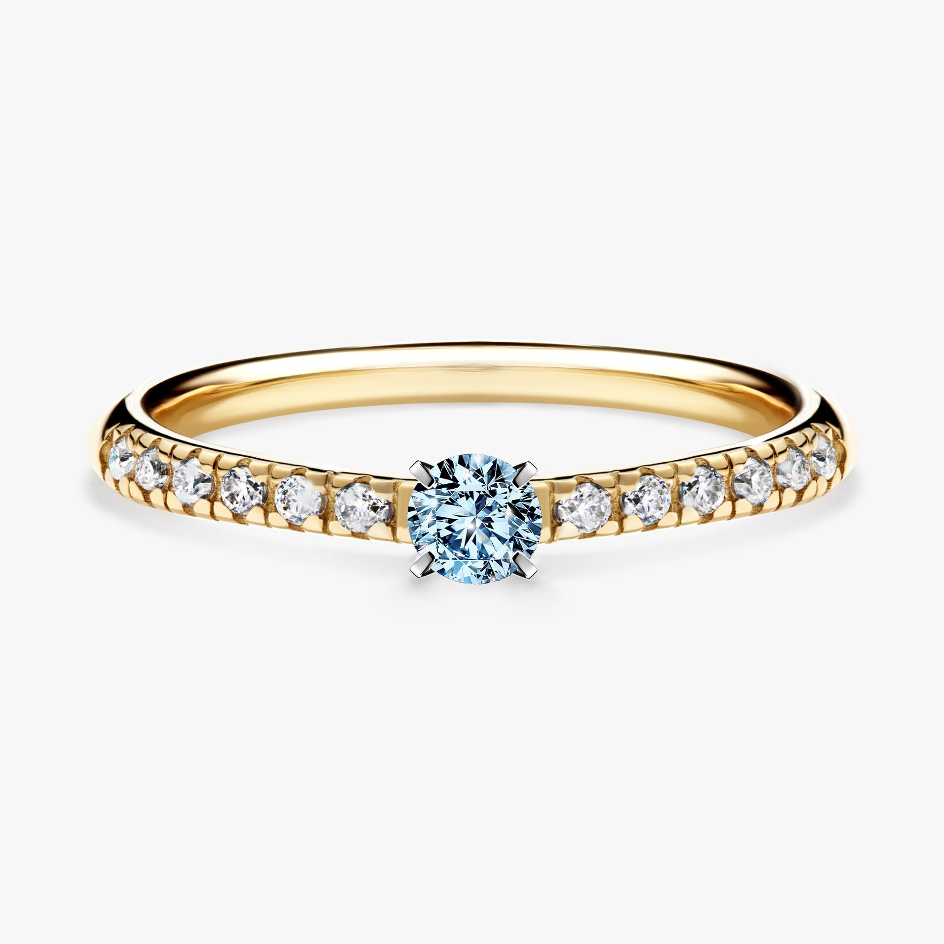 Pierscionek zareczynowy z diamentem niebieski 024 CT z zoltego zlota my sunshine 01