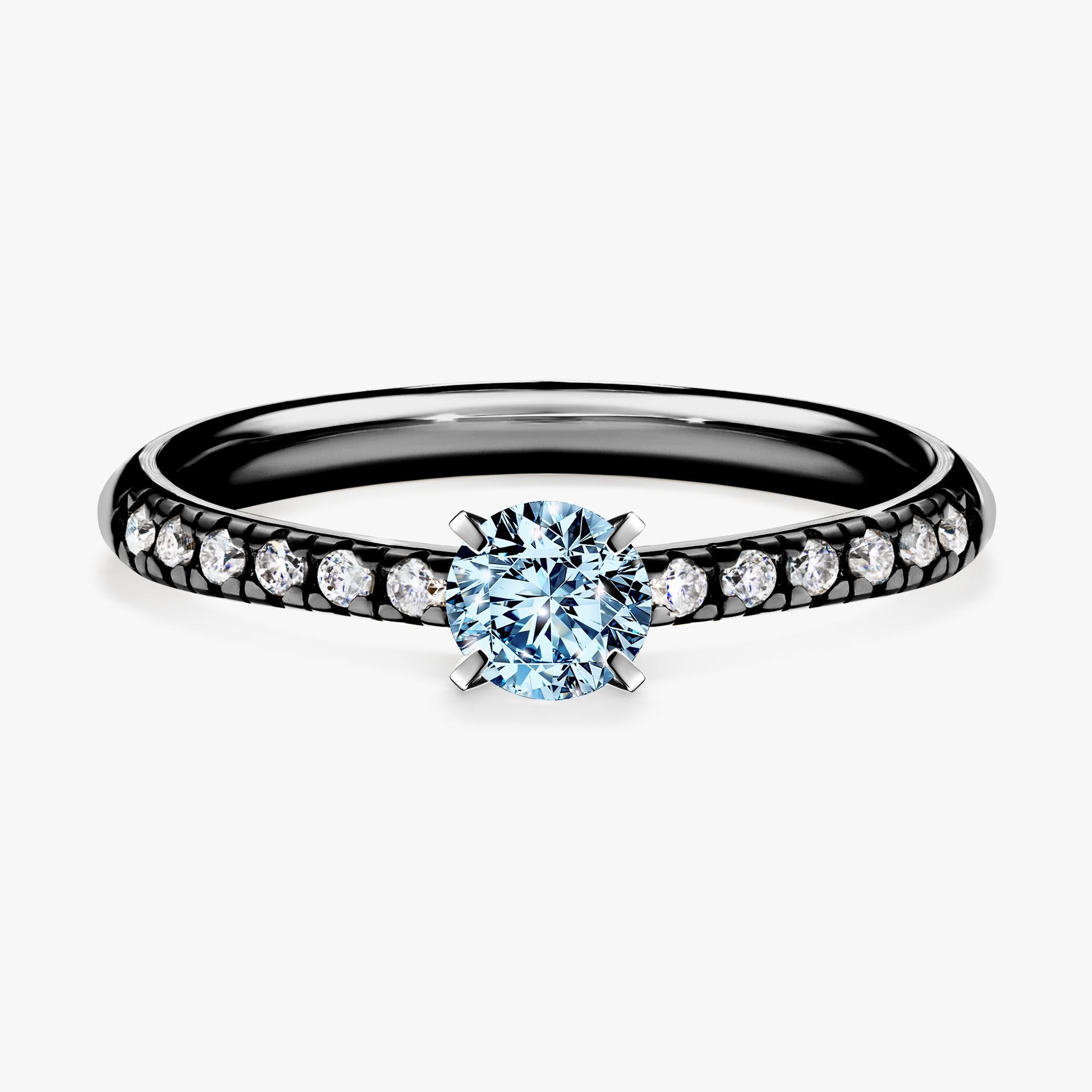 Pierscionek zareczynowy z diamentem niebieski 039 CT z czarnego zlota my sunshine 01