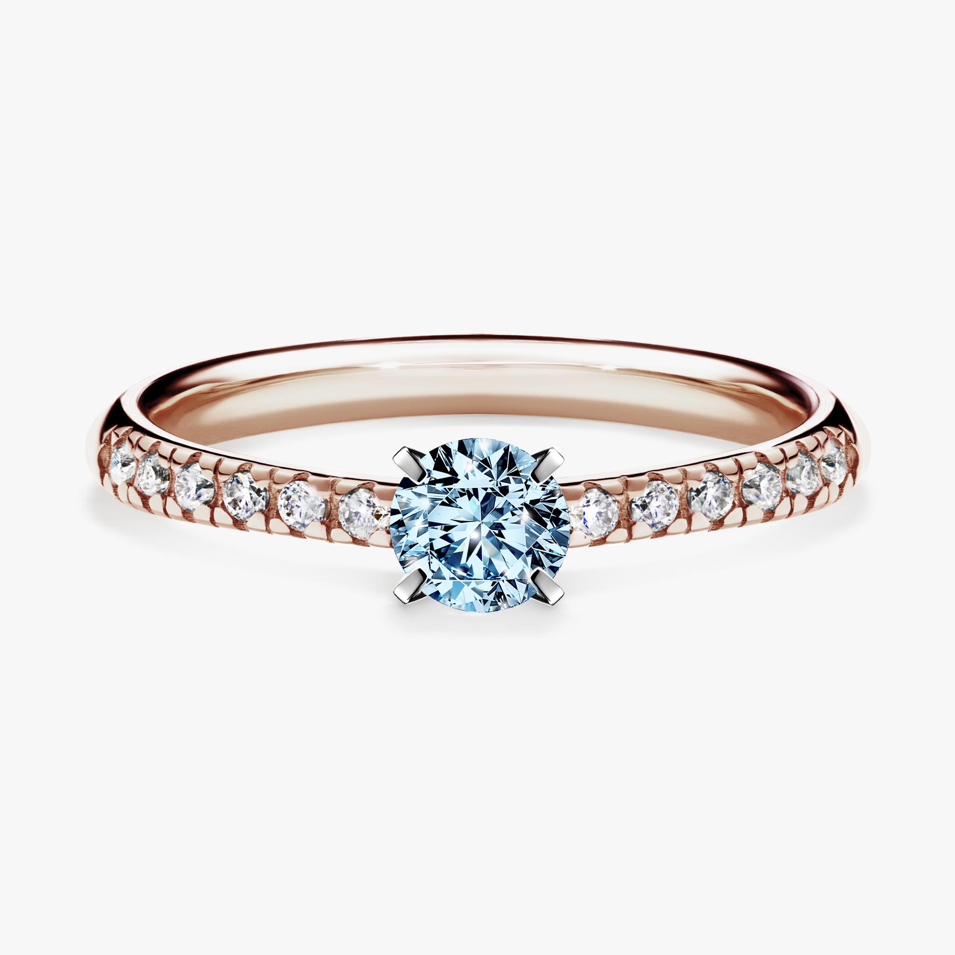 Pierscionek zareczynowy z diamentem niebieski 039 CT z rozowego zlota my sunshine 01
