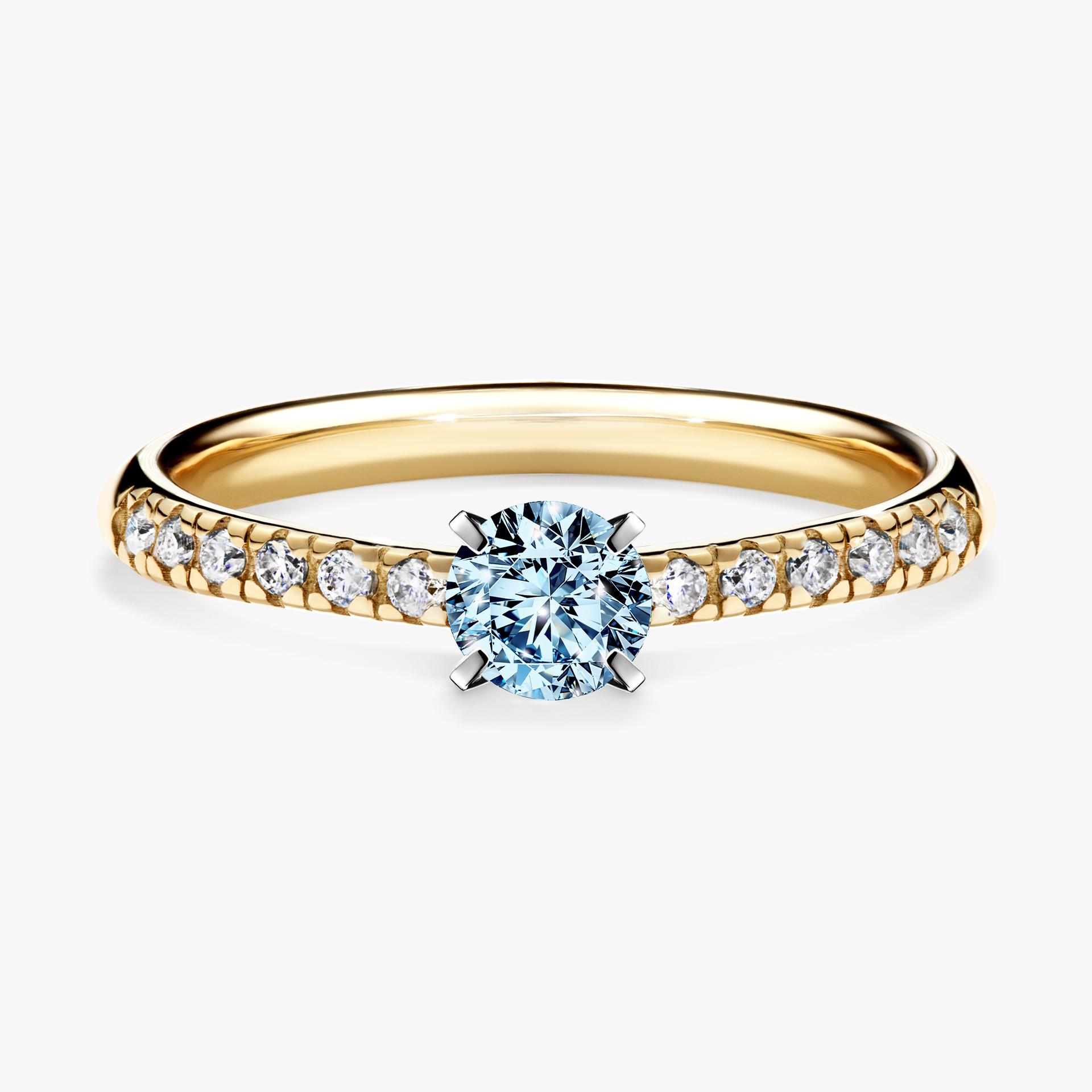 Pierscionek zareczynowy z diamentem niebieski 039 CT z zoltego zlota my sunshine 01