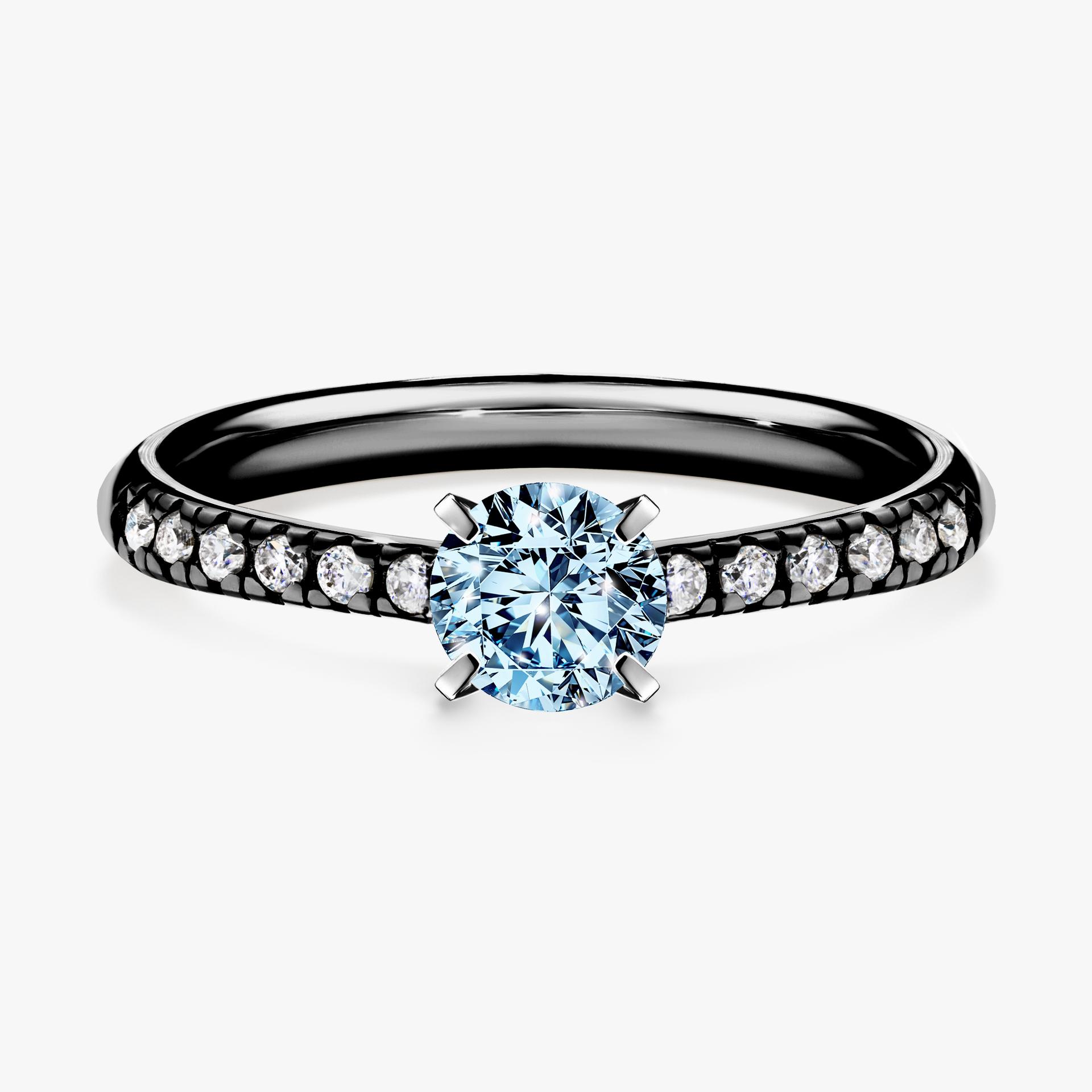 Pierscionek zareczynowy z diamentem niebieski 044 CT z czarnego zlota my sunshine 01