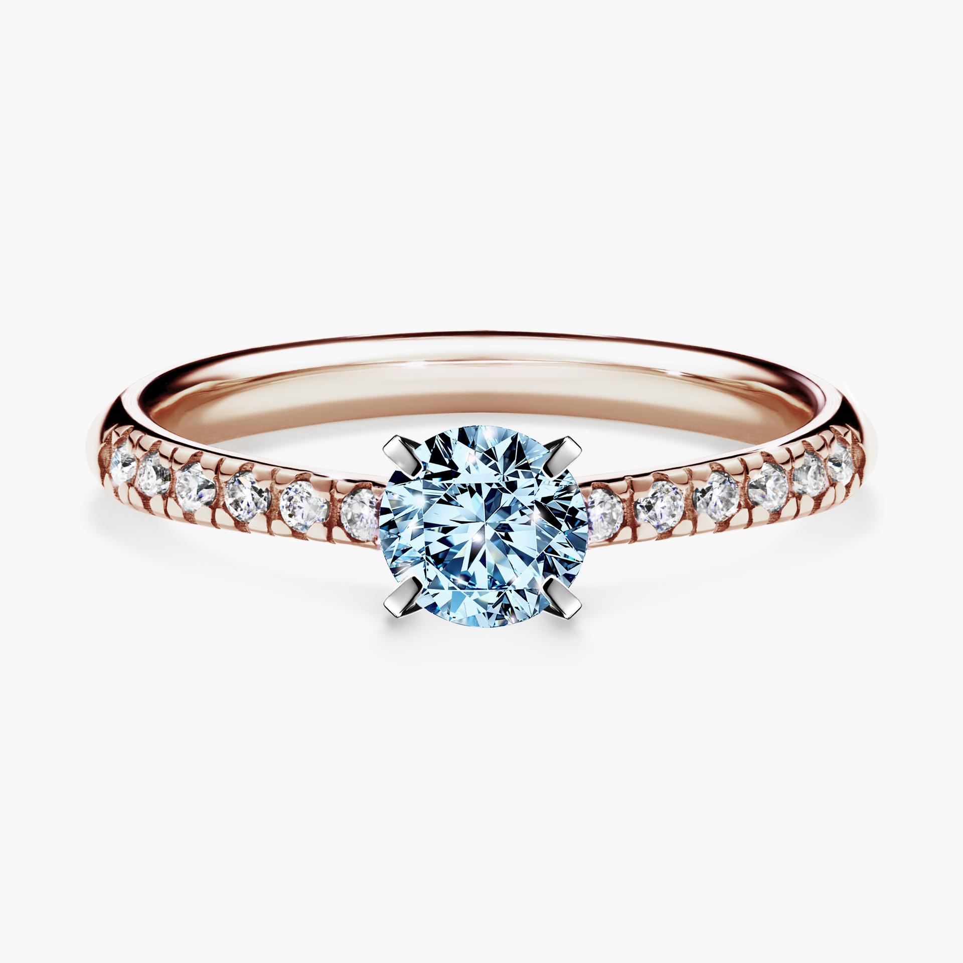 Pierscionek zareczynowy z diamentem niebieski 044 CT z rozowego zlota my sunshine 01