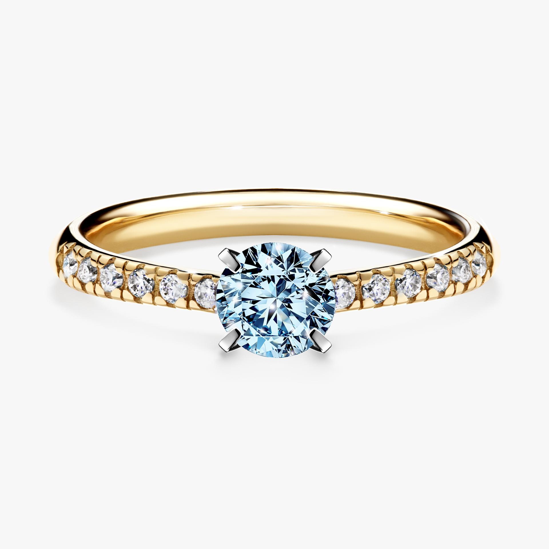 Pierscionek zareczynowy z diamentem niebieski 044 CT z zoltego zlota my sunshine 01