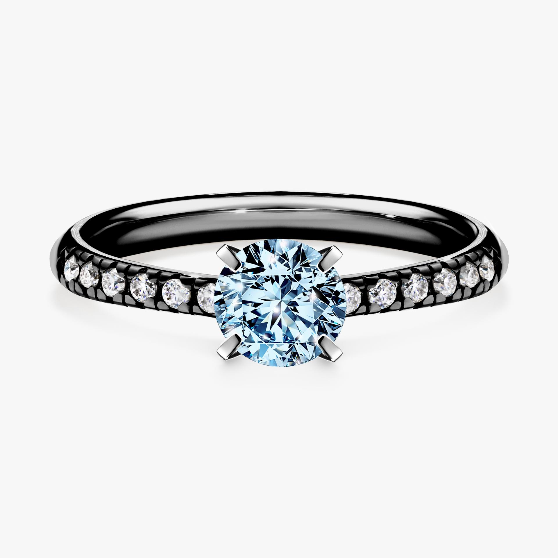 Pierscionek zareczynowy z diamentem niebieski 064 CT z czarnego zlota my sunshine 01