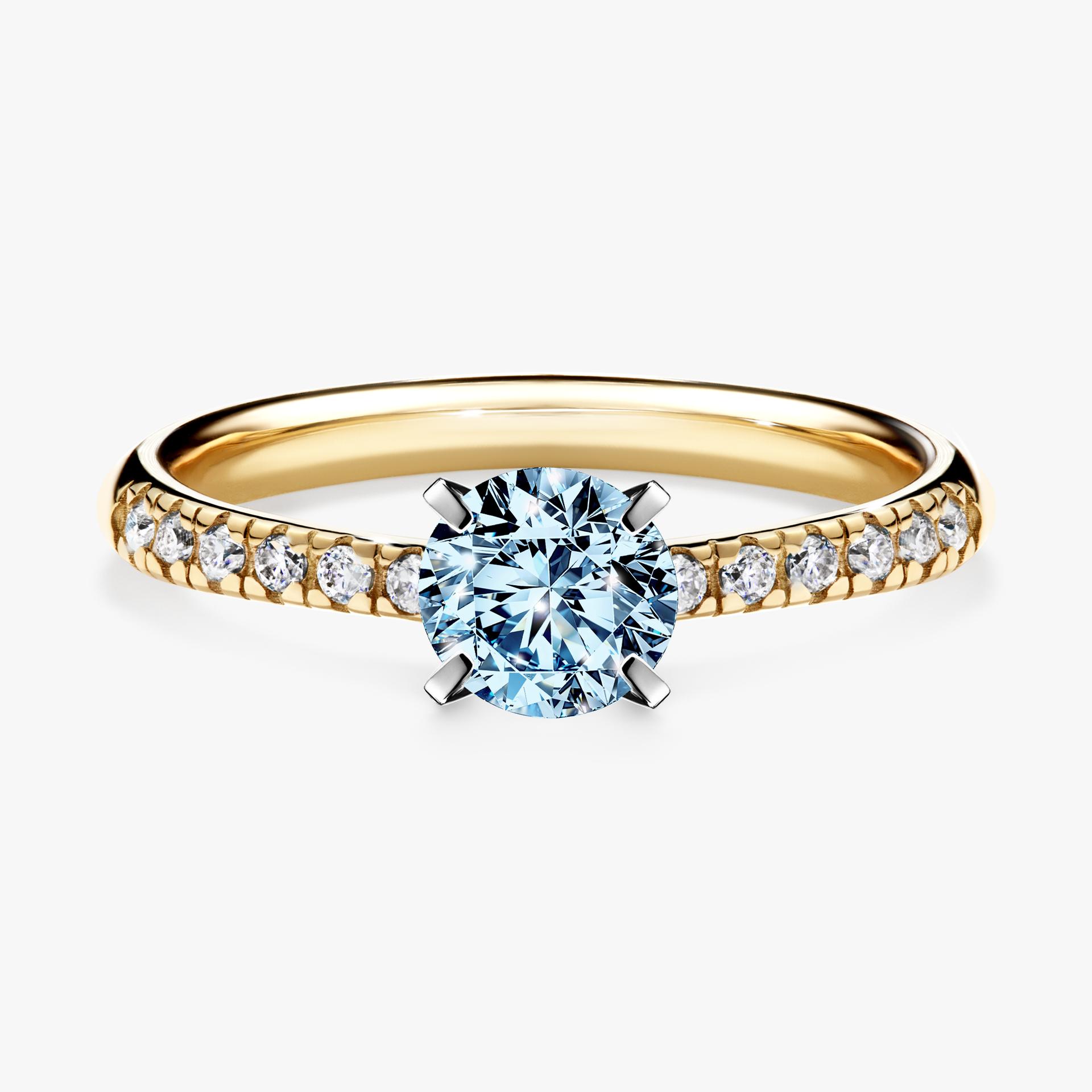 Pierscionek zareczynowy z diamentem niebieski 064 CT z zoltego zlota my sunshine 01