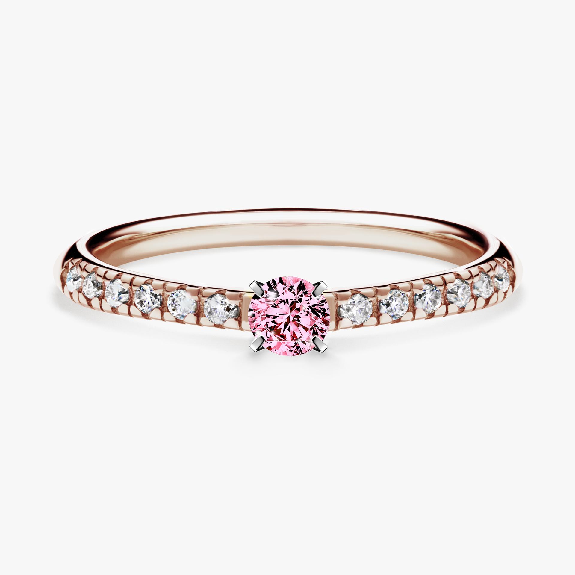 Pierscionek zareczynowy z diamentem rozowy 024 CT z rozowego zlota my sunshine 01
