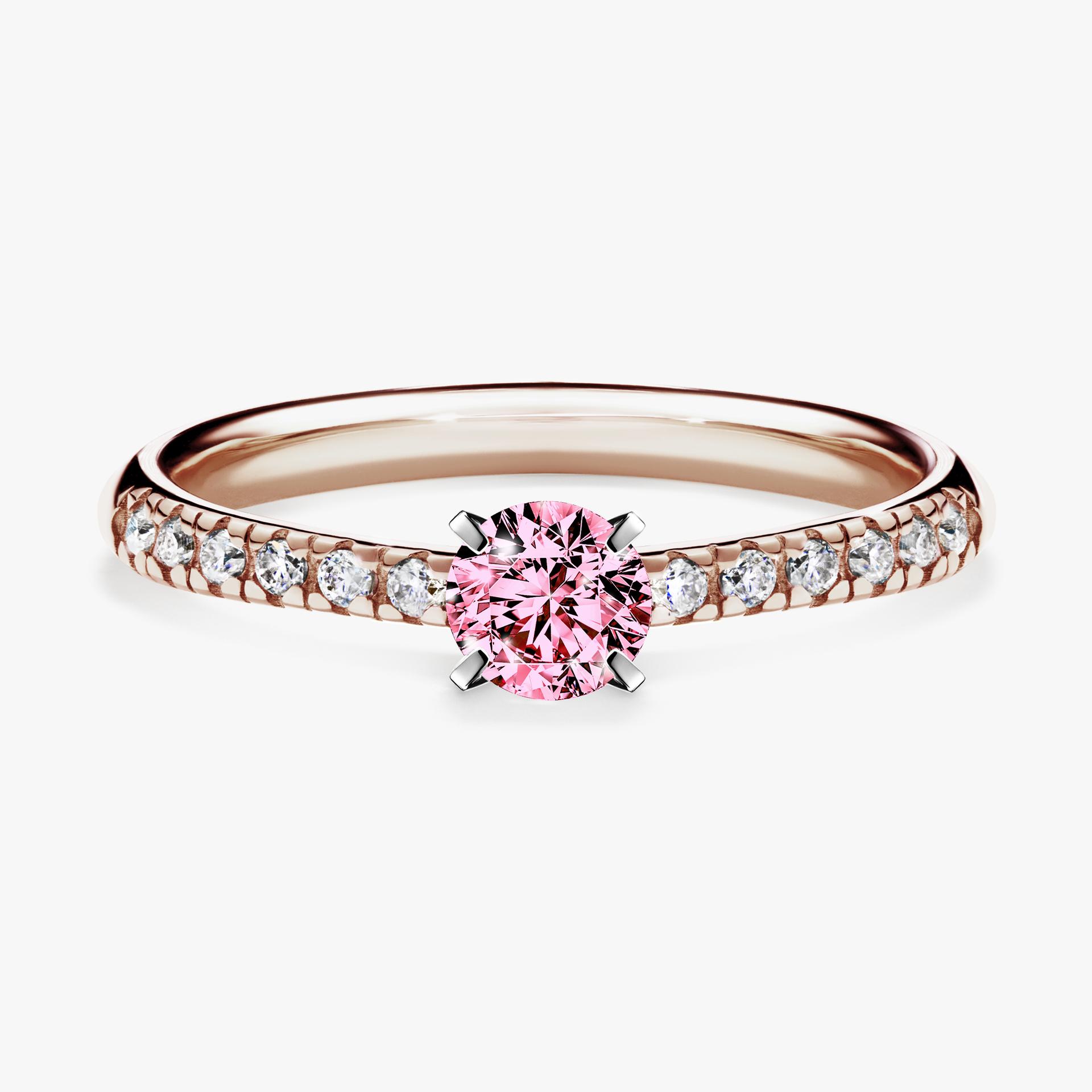 Pierscionek zareczynowy z diamentem rozowy 039 CT z rozowego zlota my sunshine 01