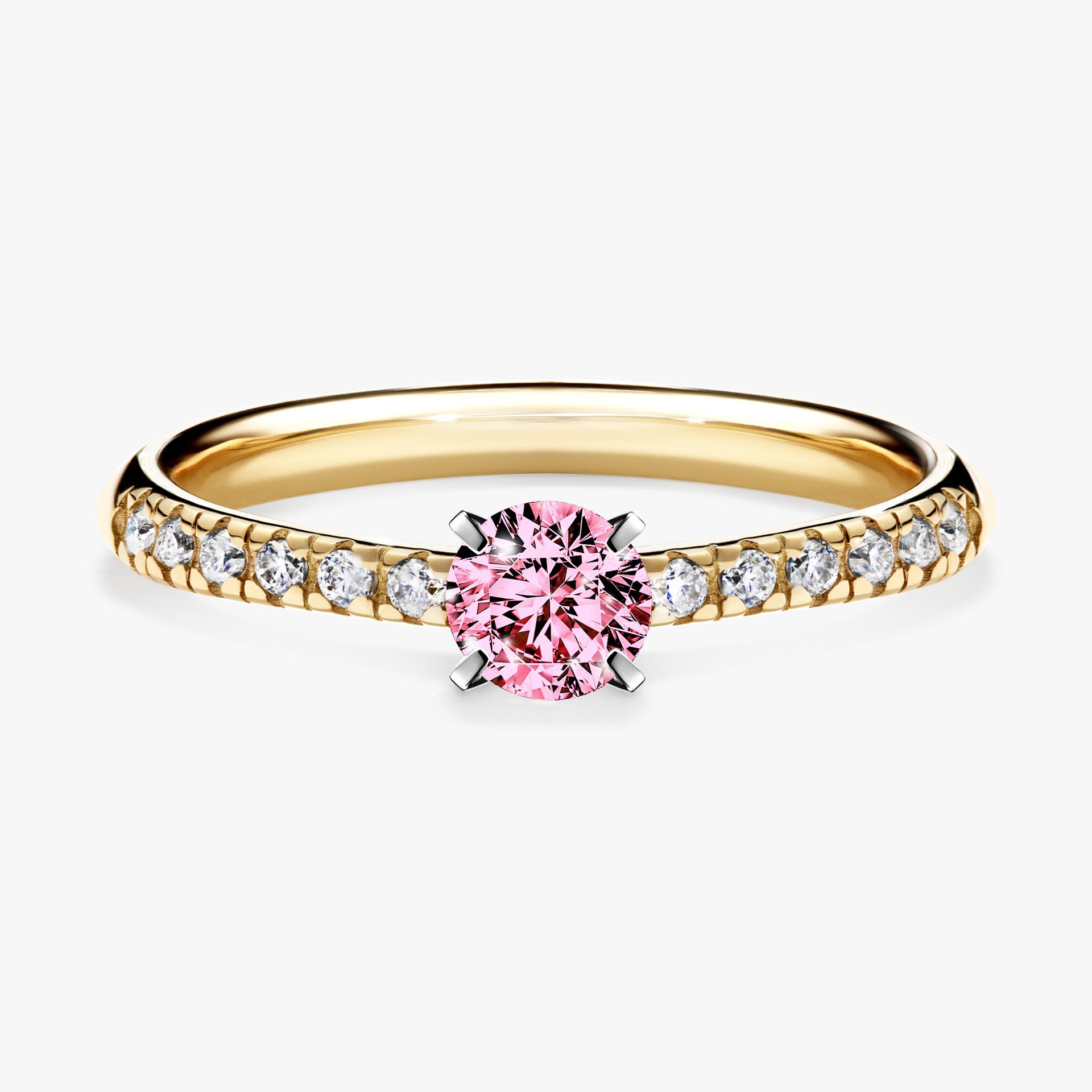 Pierscionek zareczynowy z diamentem rozowy 039 CT z zoltego zlota my sunshine 01